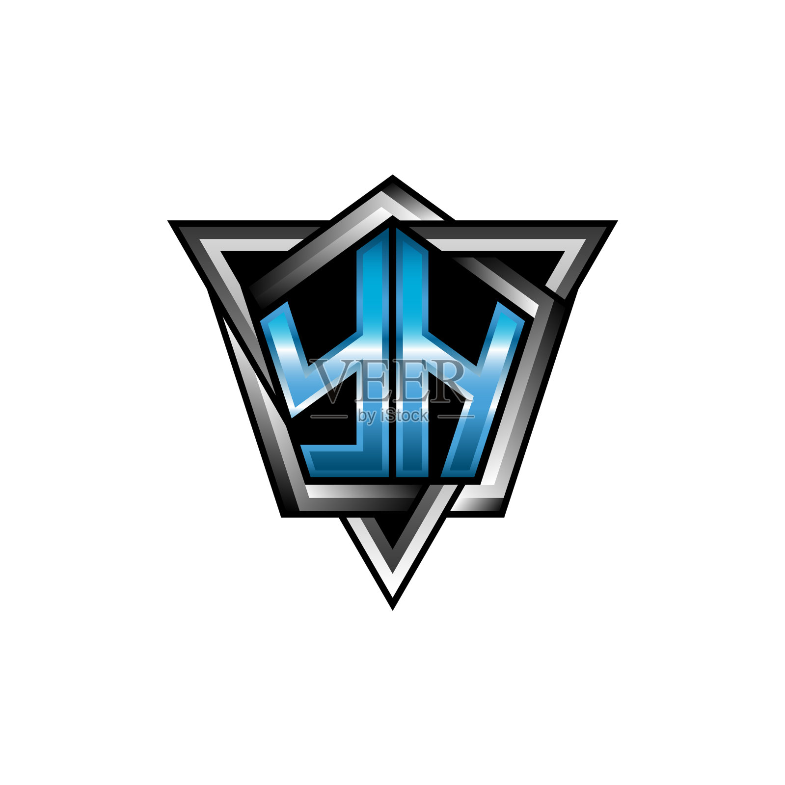 Yh蓝灯标志字母组合几何设计插画图片素材