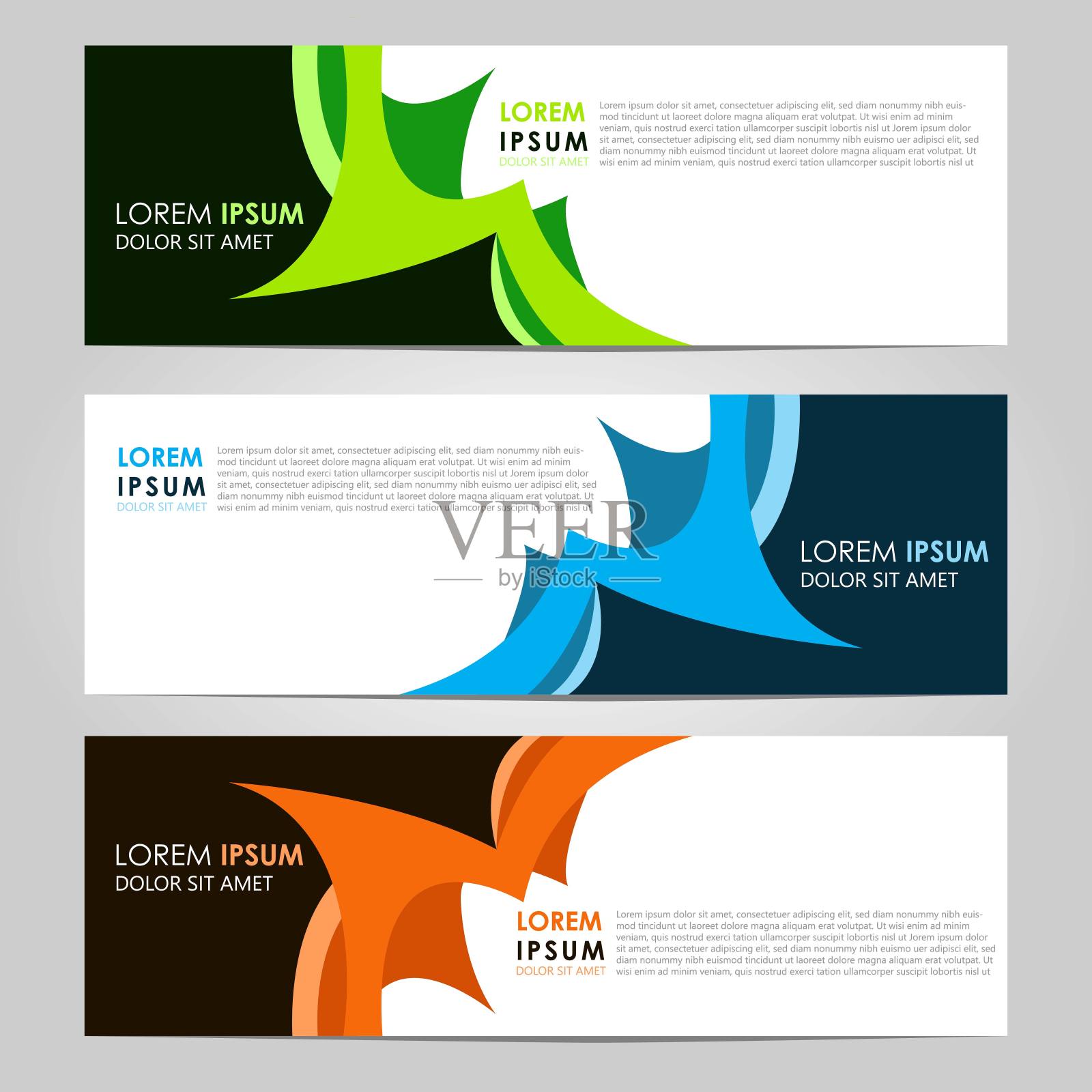 业务向量抽象横幅设计模板。收集网页横幅模板。抽象几何网页设计横幅模板。可以用于页眉，页脚，布局，字体，登陆页插画图片素材