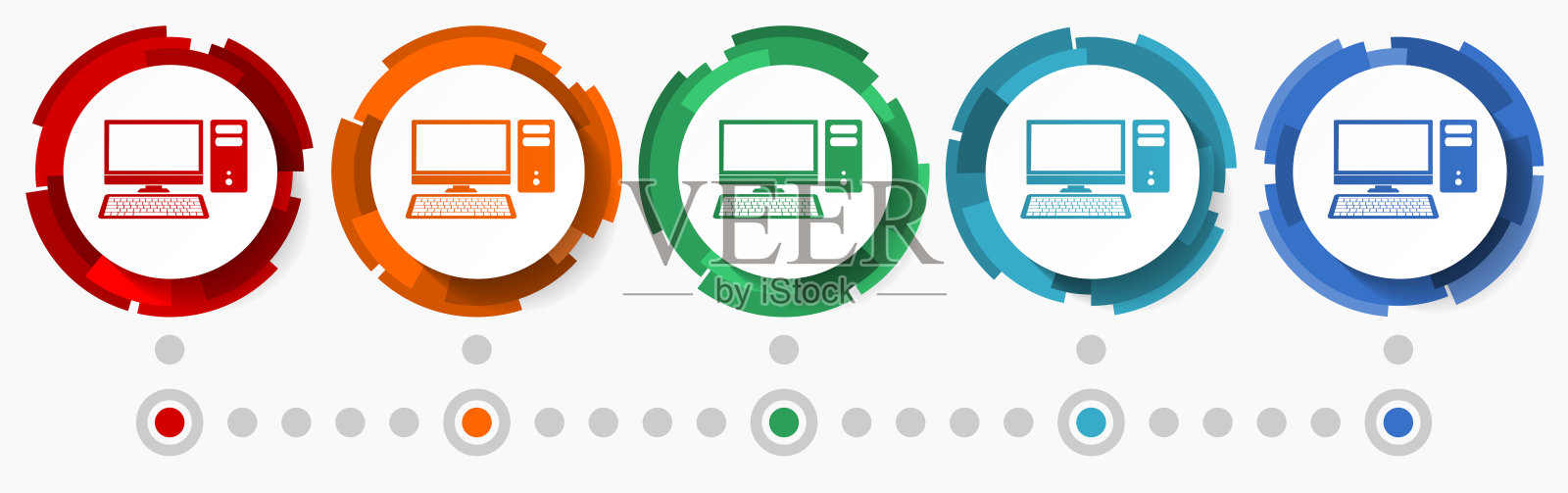 计算机，桌面概念矢量图标集，平面设计指针，信息图表模板插画图片素材