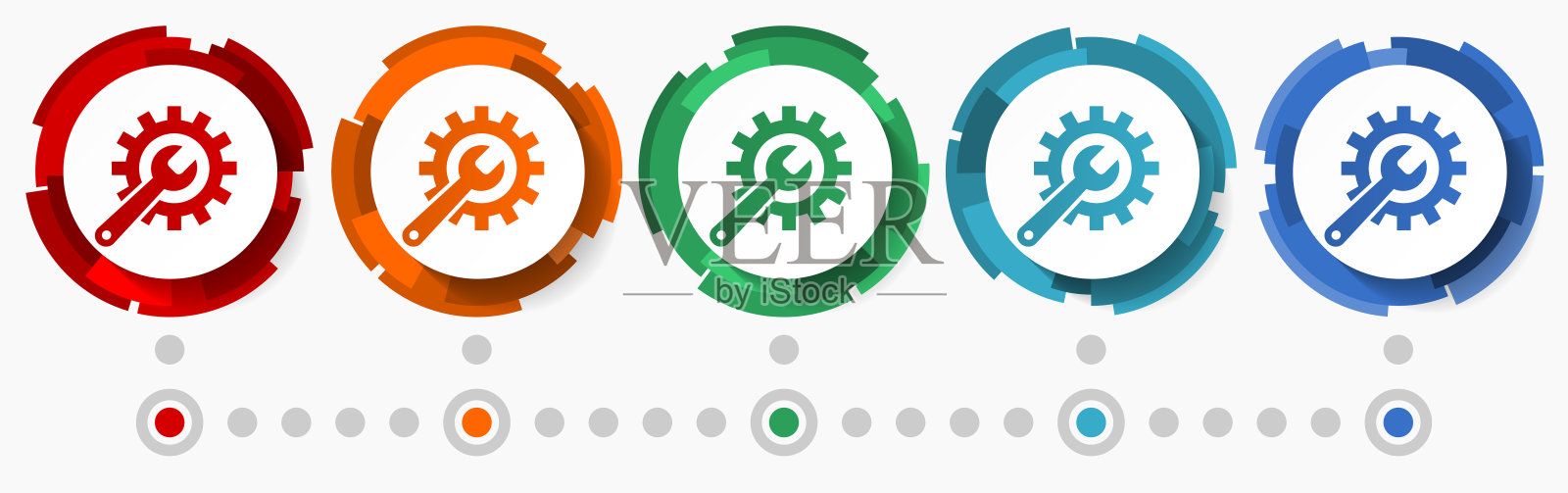 维修、工业、服务概念矢量图标集，平面设计指针，信息图表模板图标素材