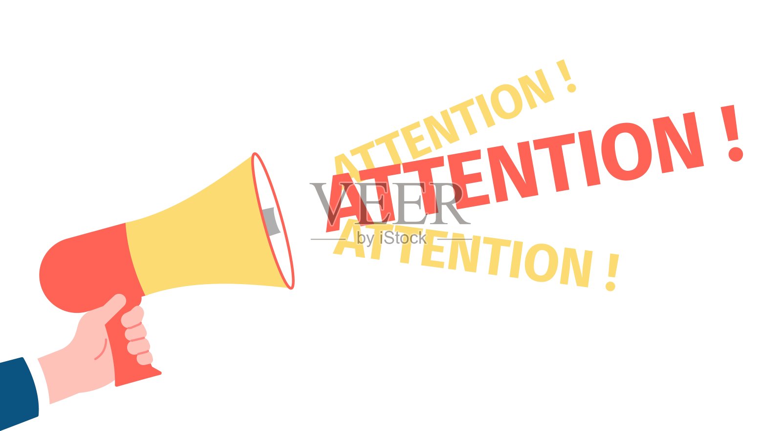 重要的信息横幅。手持扩音器公告设计。办公室海报，注意信息或突发新闻最近向量模板插画图片素材
