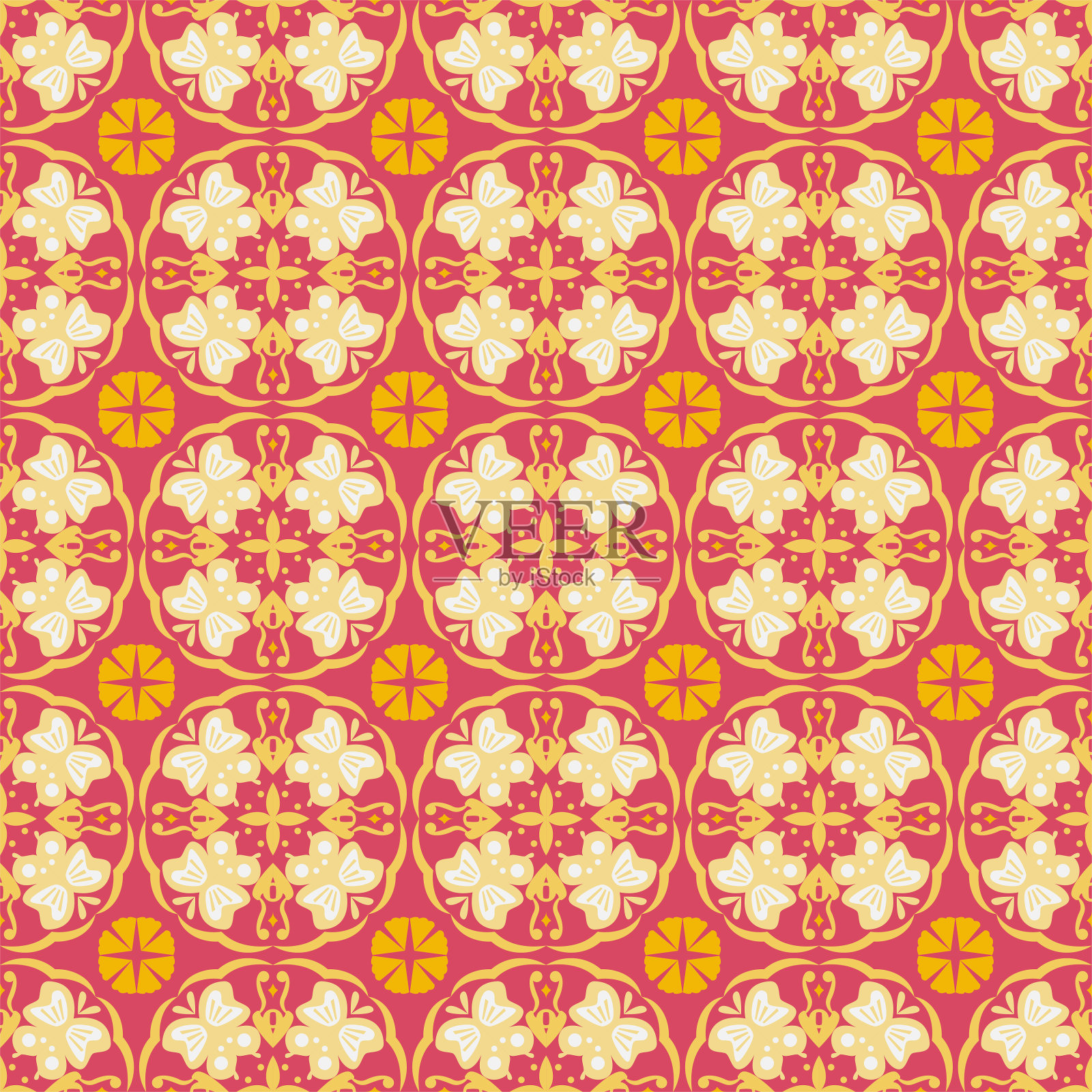 无缝背景花园自然蝴蝶锦缎图案艺术插画图片素材