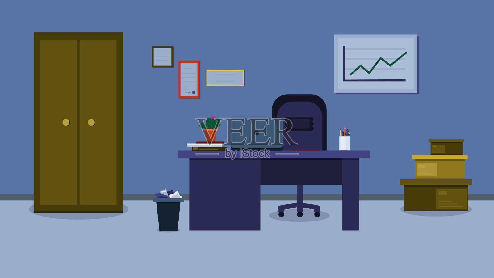 办公室内部与工作场所。插画图片素材