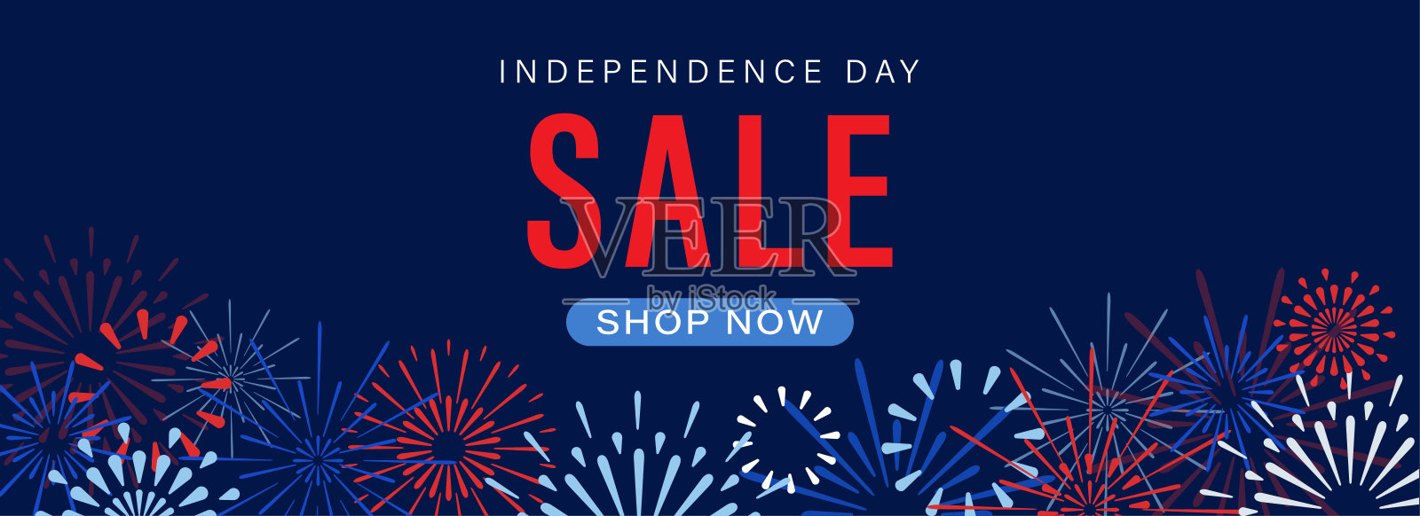 7月4日美国独立日促销广告banner插画图片素材