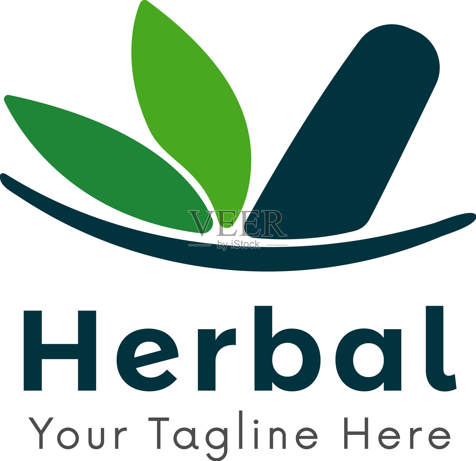 简单的中草药药房标志设计灵感插画图片素材