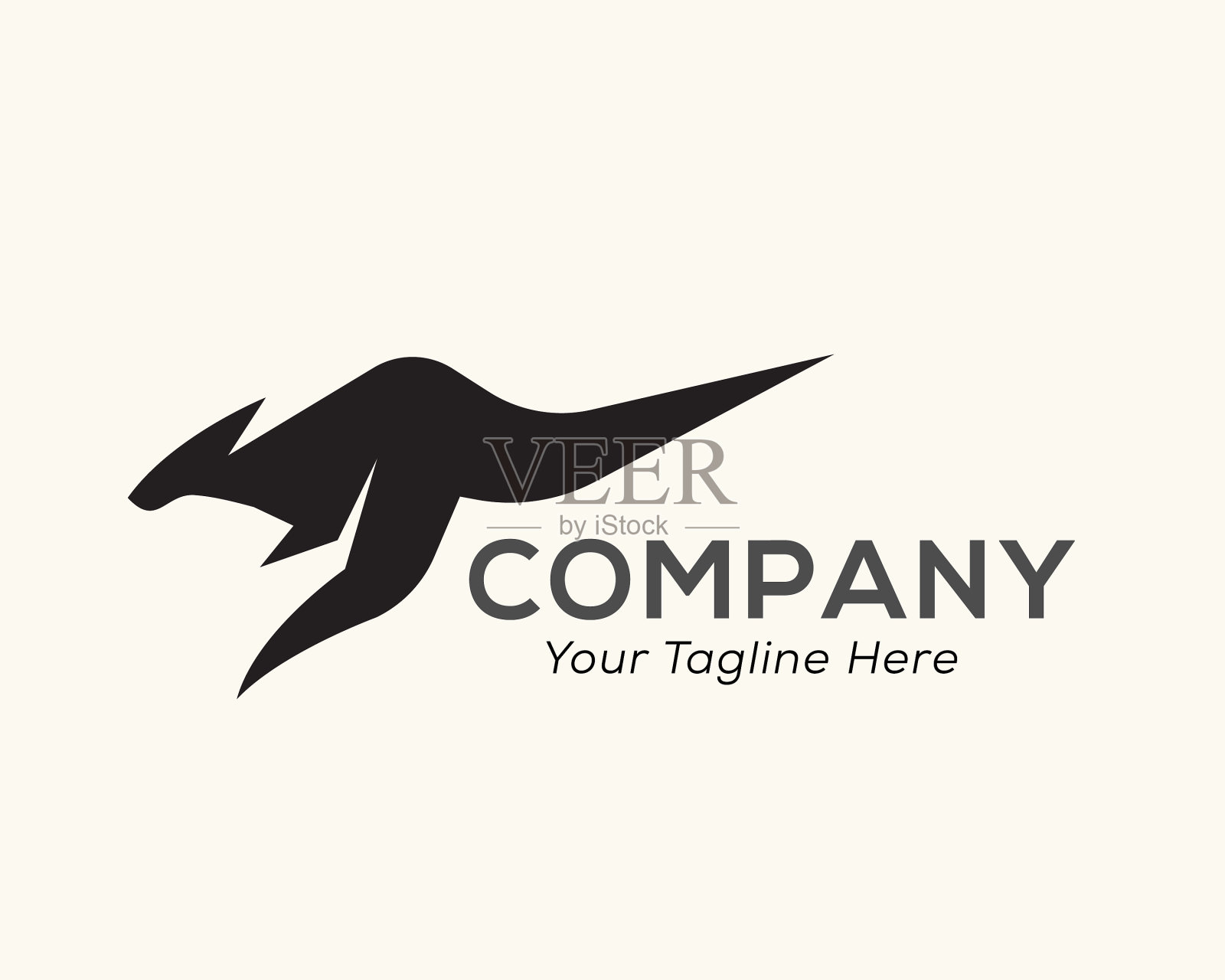 简单抽象的黑白跳快袋鼠插画图片素材