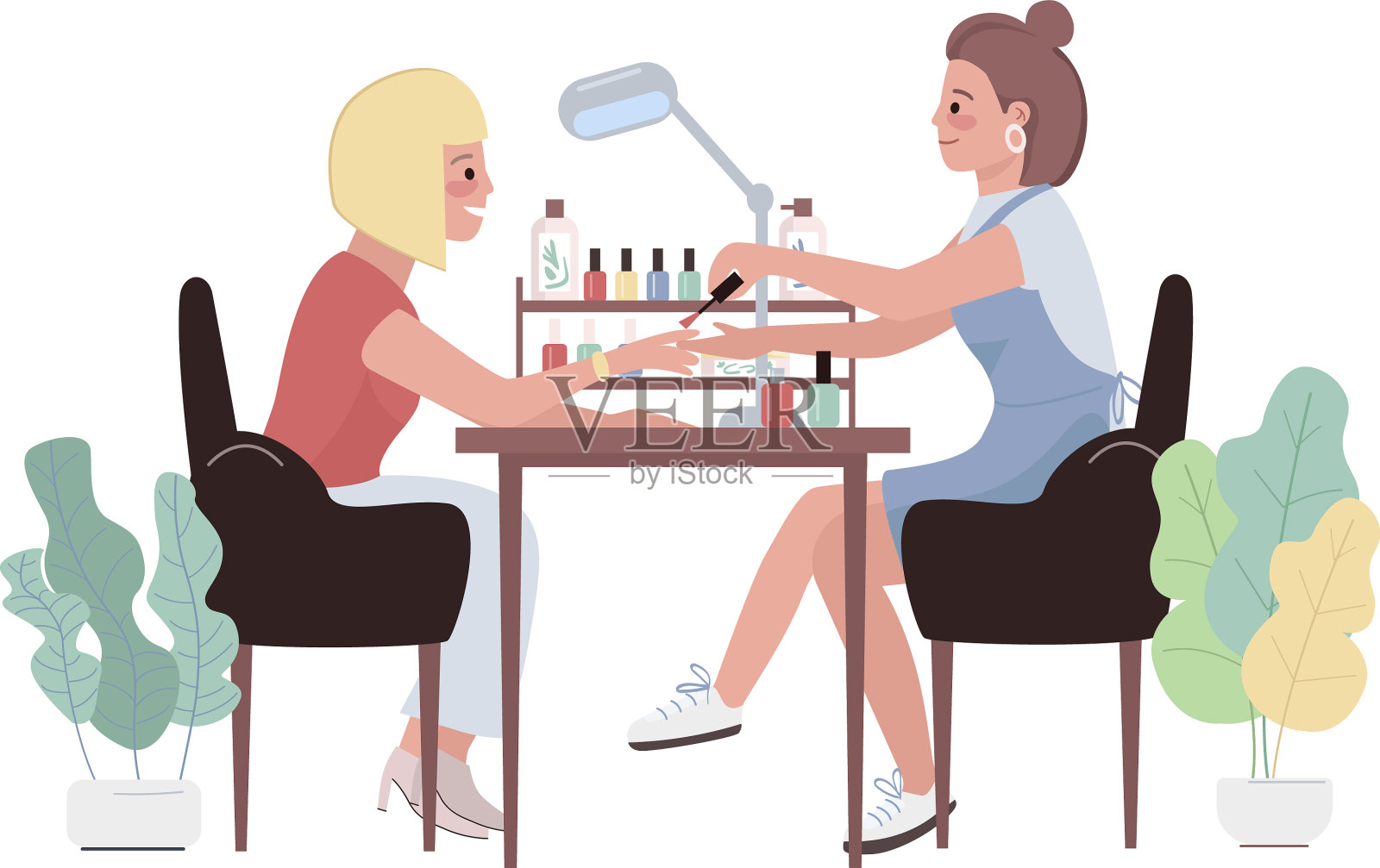 美甲平色字女人抛光插画图片素材