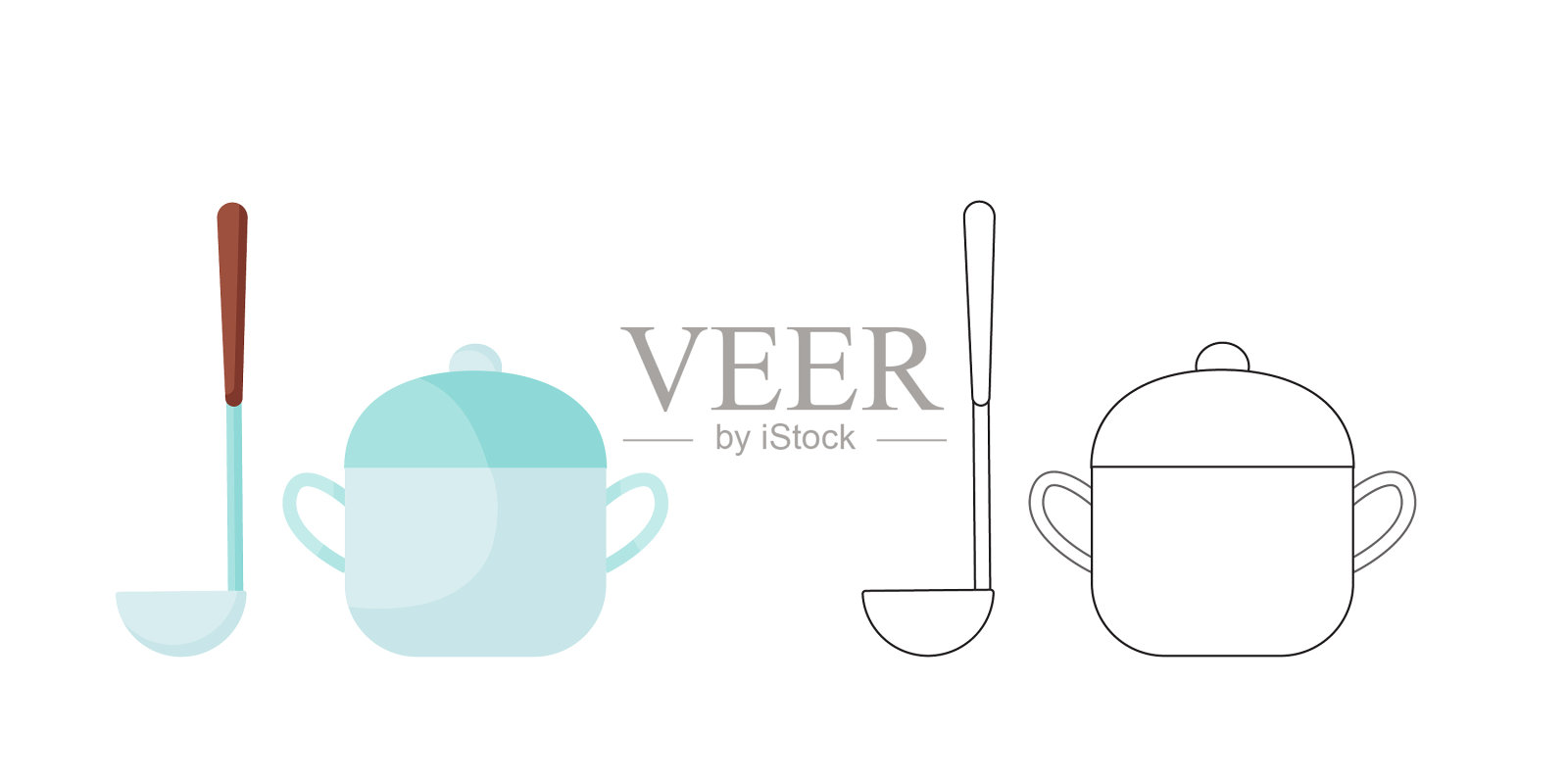 带盖子的金属炖锅为孩子着色书页插画图片素材