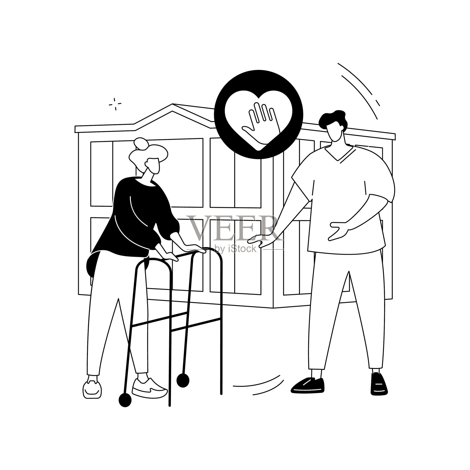 照顾老人的抽象概念设计元素图片