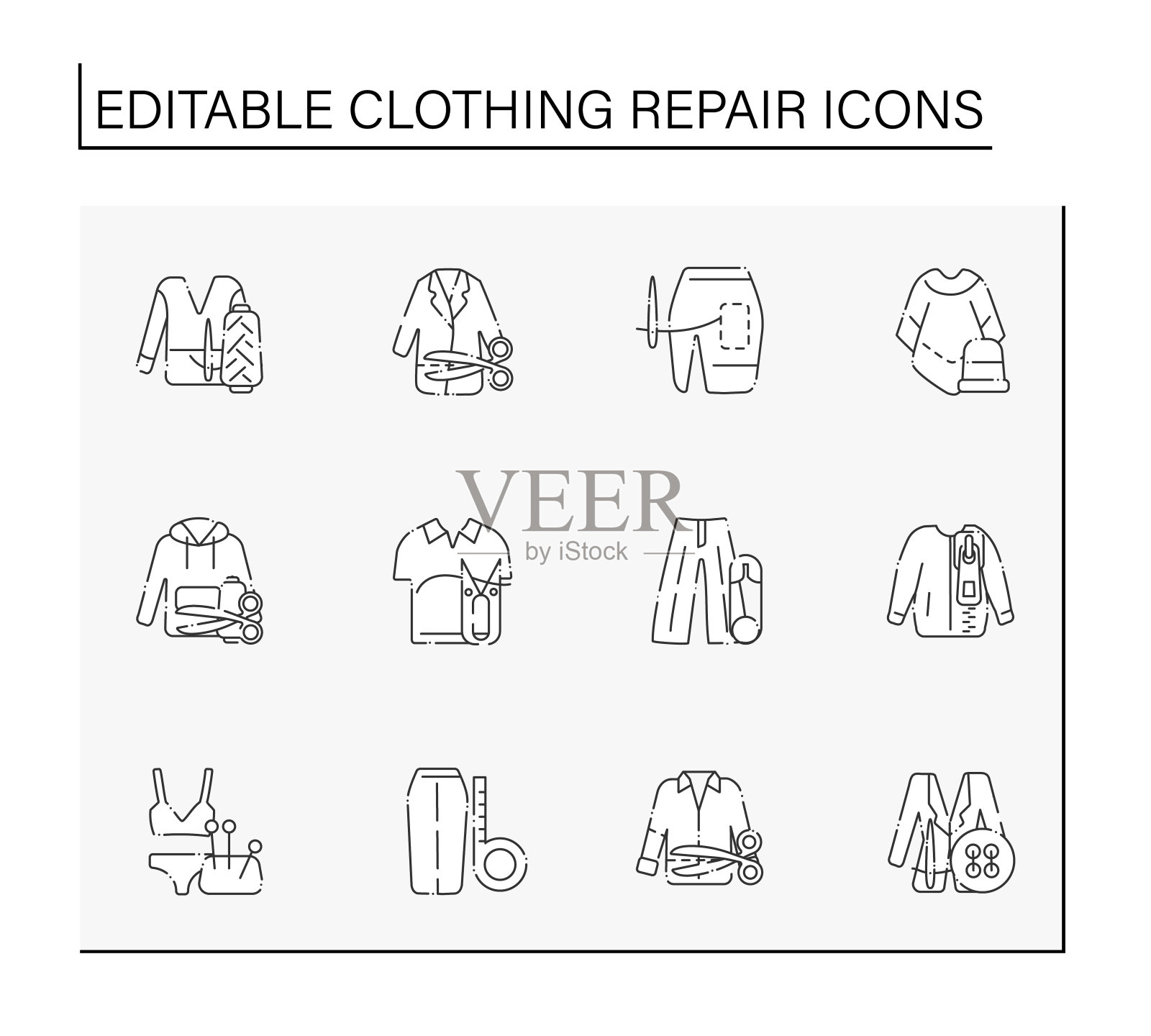 服装维修线图标设置图标素材