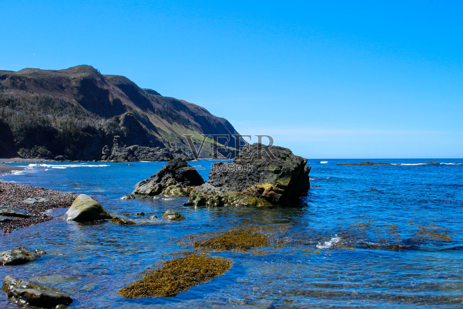 背景是加拿大纽芬兰格罗斯莫恩国家公园的桌山照片摄影图片