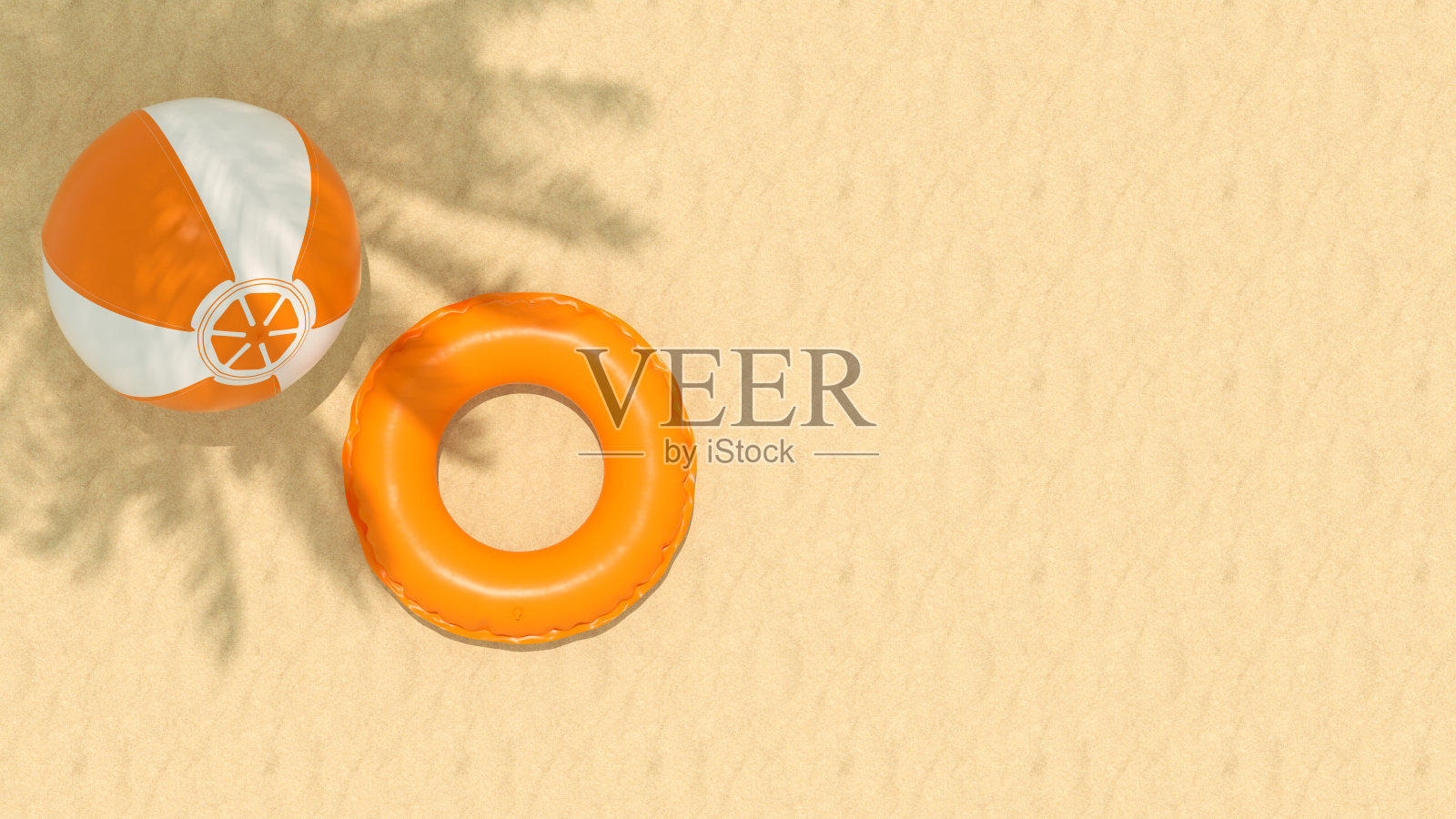 海滩和棕榈树的影子是夏季度假旅行的背景照片摄影图片