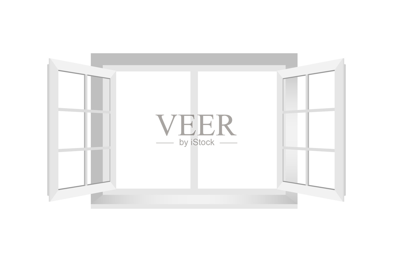 窗口图标在平式开窗上孤立设计元素图片