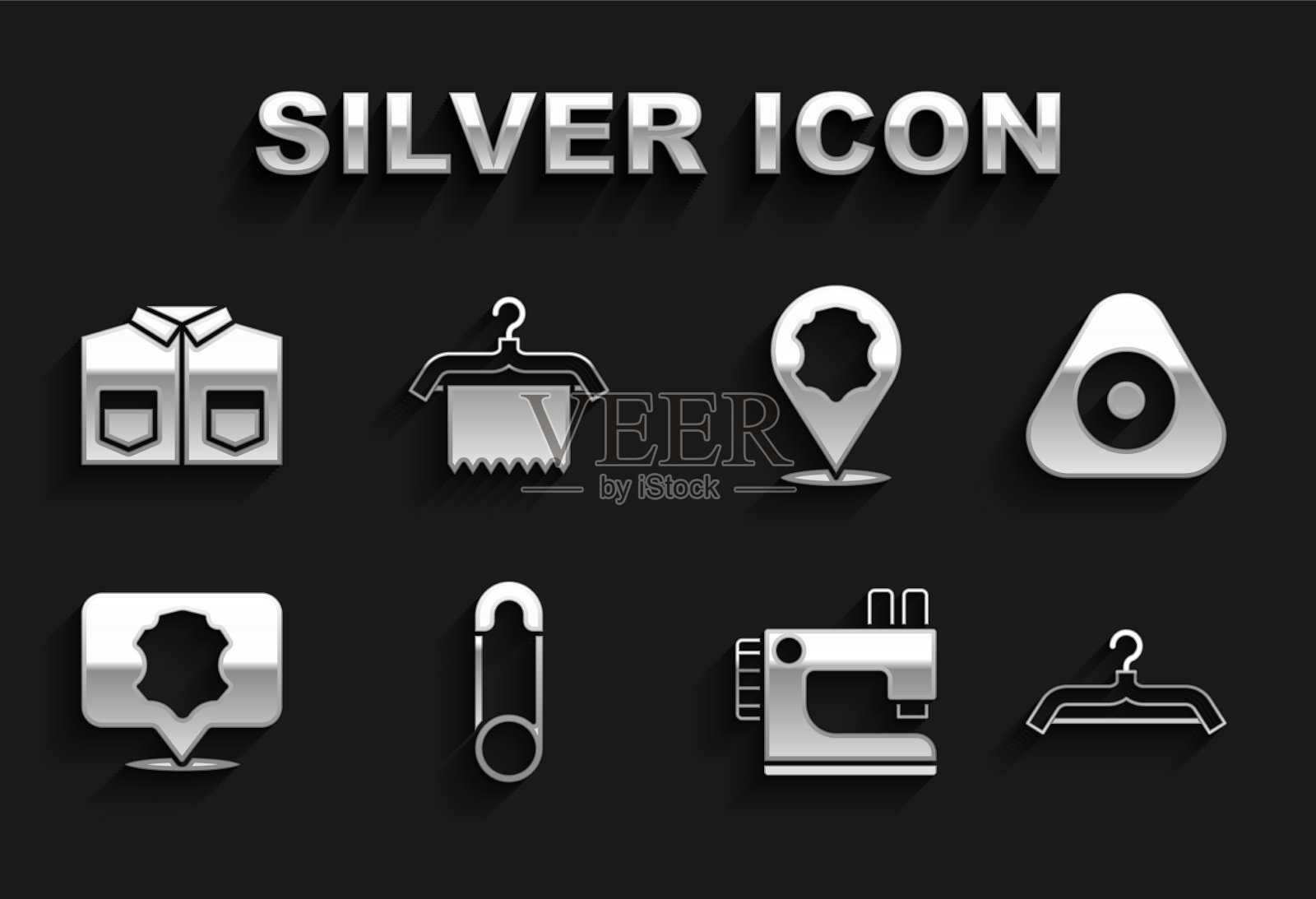 设置安全别针缝制粉笔衣架衣柜图标素材