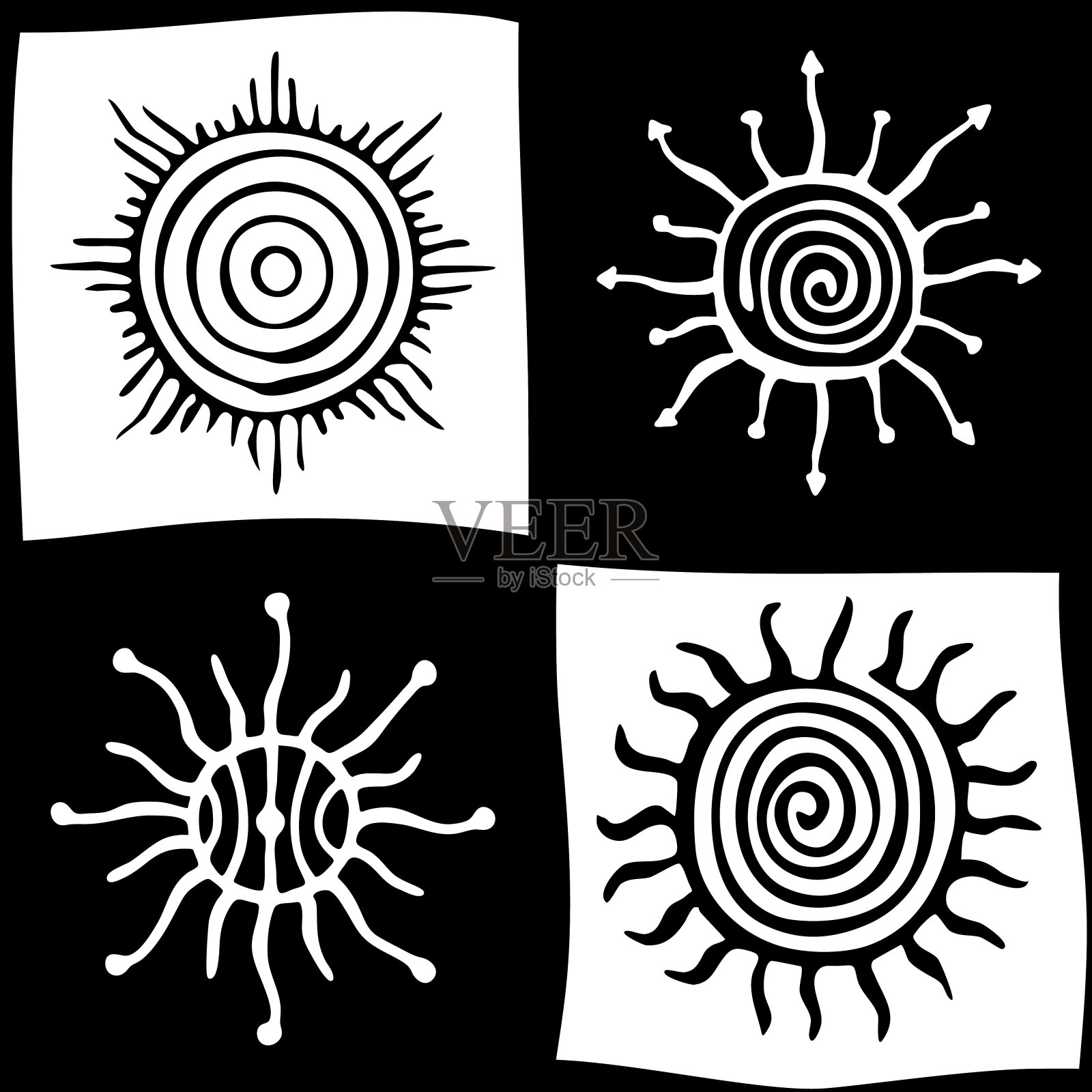 无缝图案，民族背景，太阳符号插画图片素材