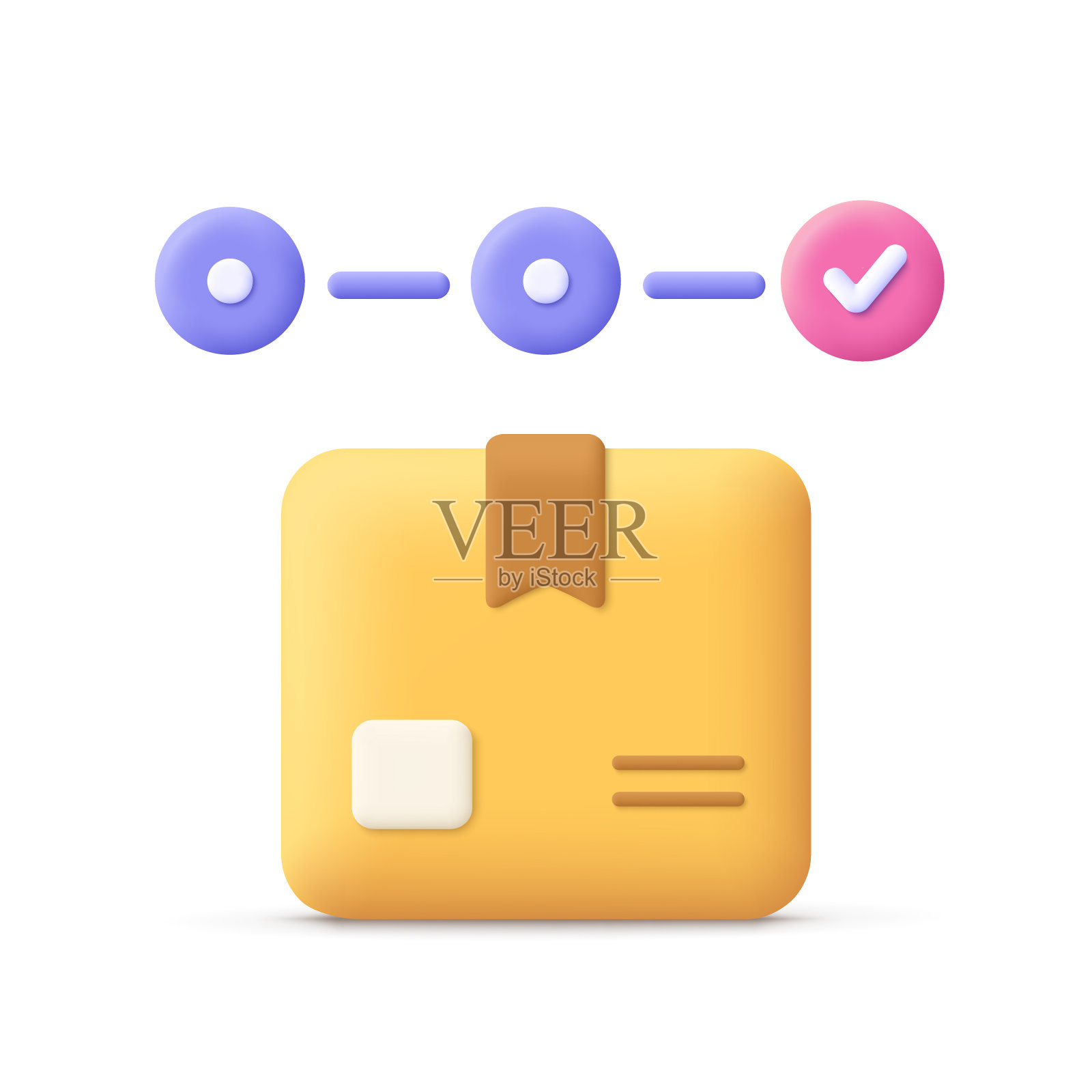 纸板箱，送货包，运输箱。运输、交付、航运理念。3 d矢量图标。卡通最小的风格。图标素材