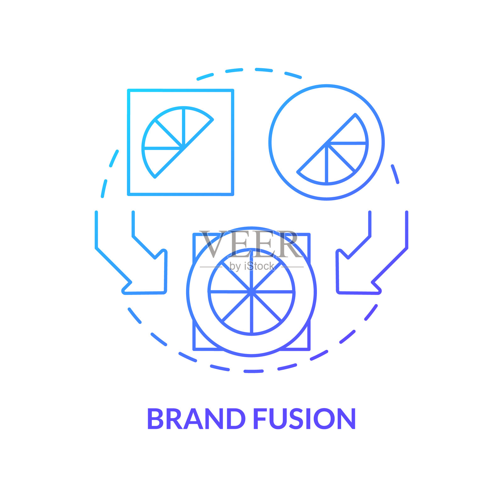 品牌融合蓝色渐变概念图标插画图片素材