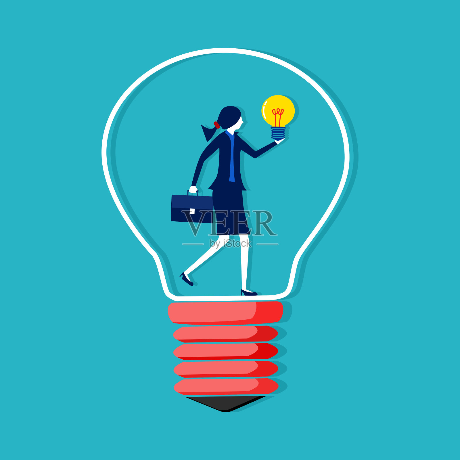 创意灯泡中的创意思考者。业务概念矢量说明插画图片素材
