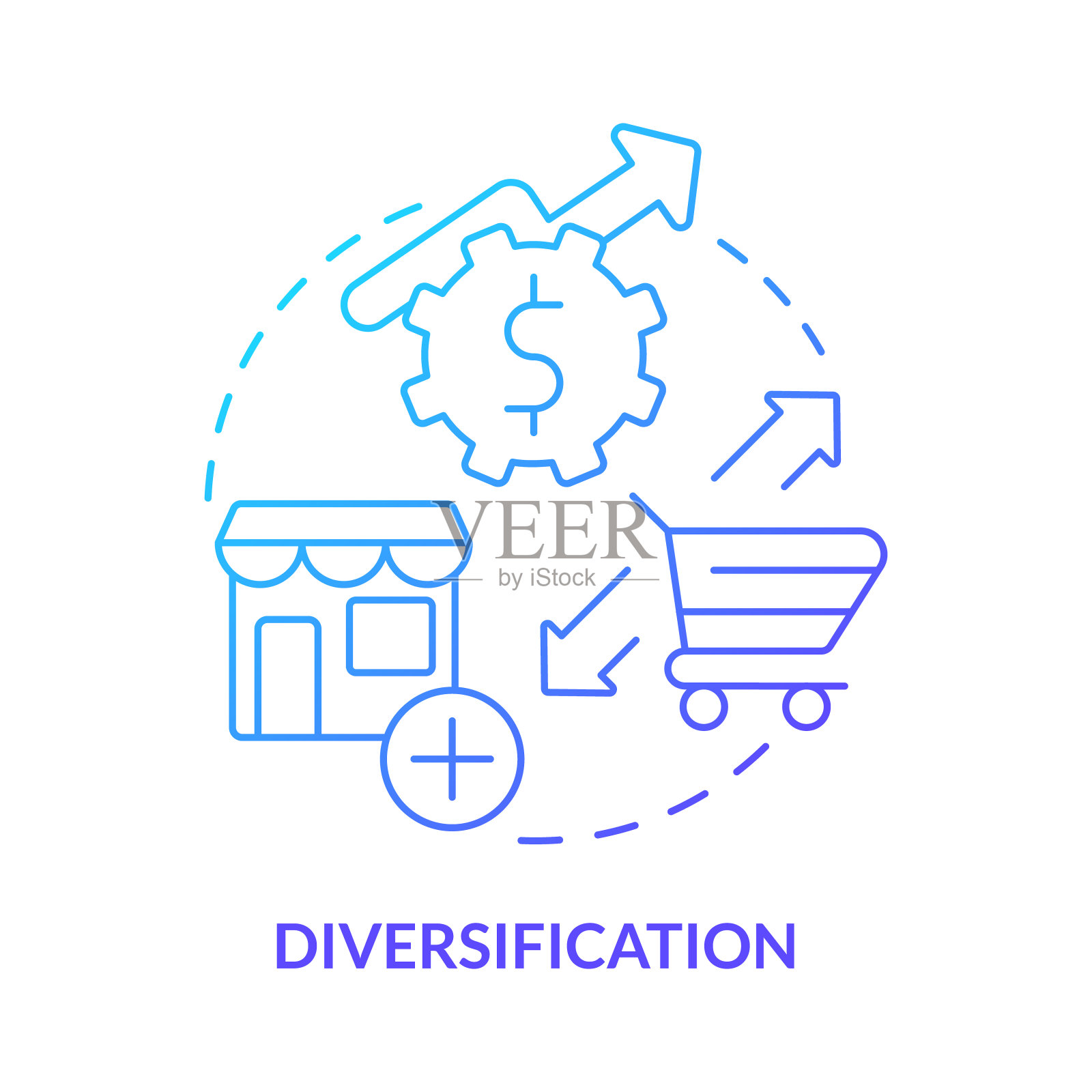 多样化蓝色渐变概念图标插画图片素材