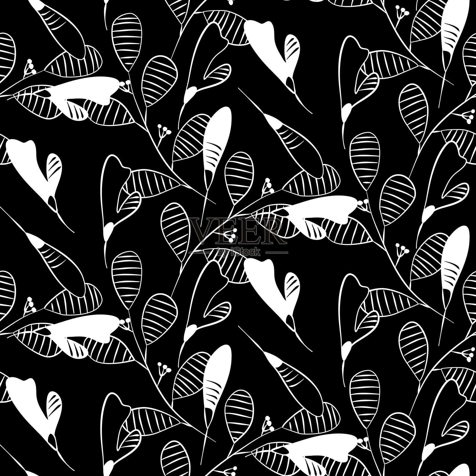 矢量模式，带叶插画图片素材