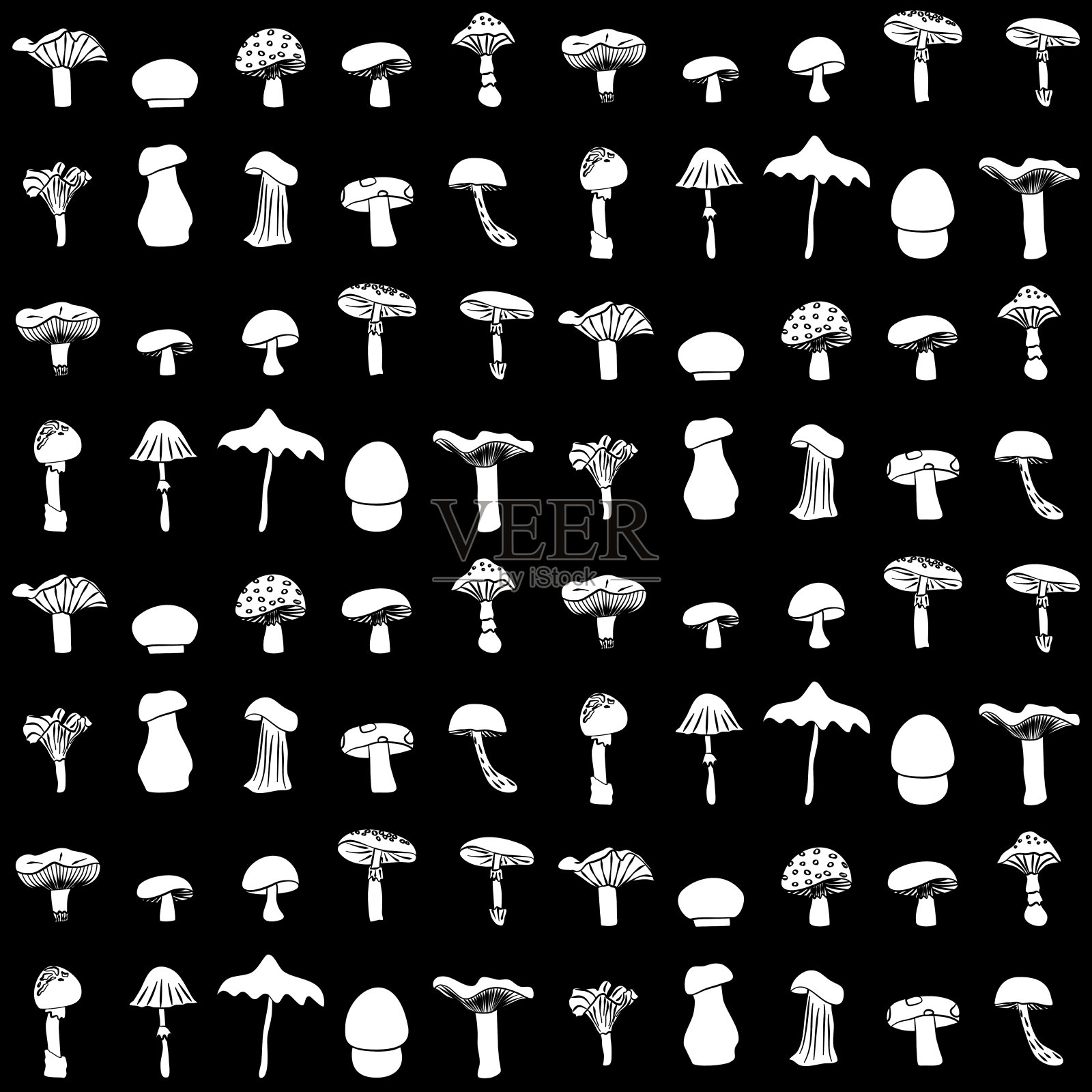 蘑菇无缝模式插画图片素材