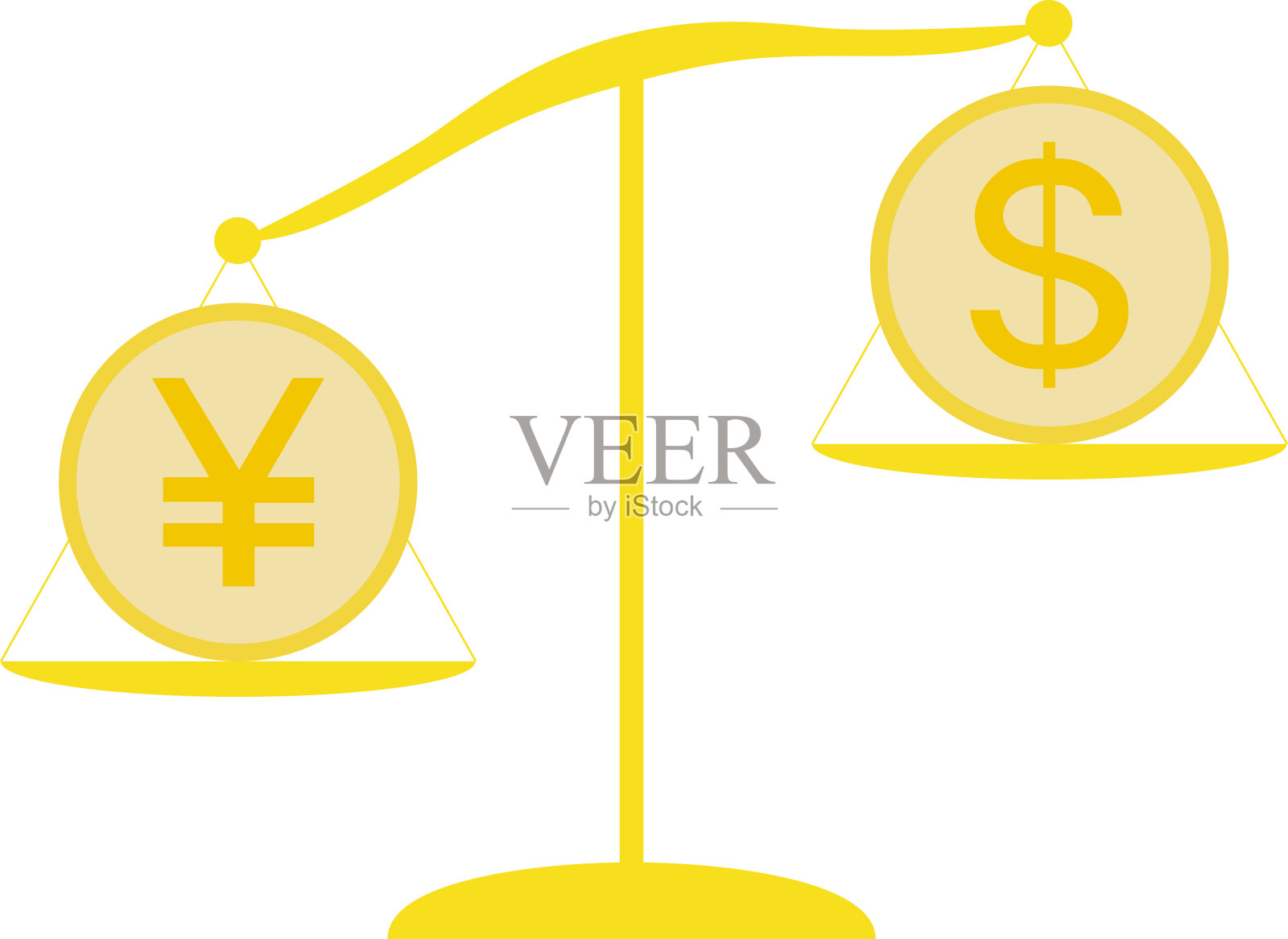 日元和美元的汇率插画图片素材