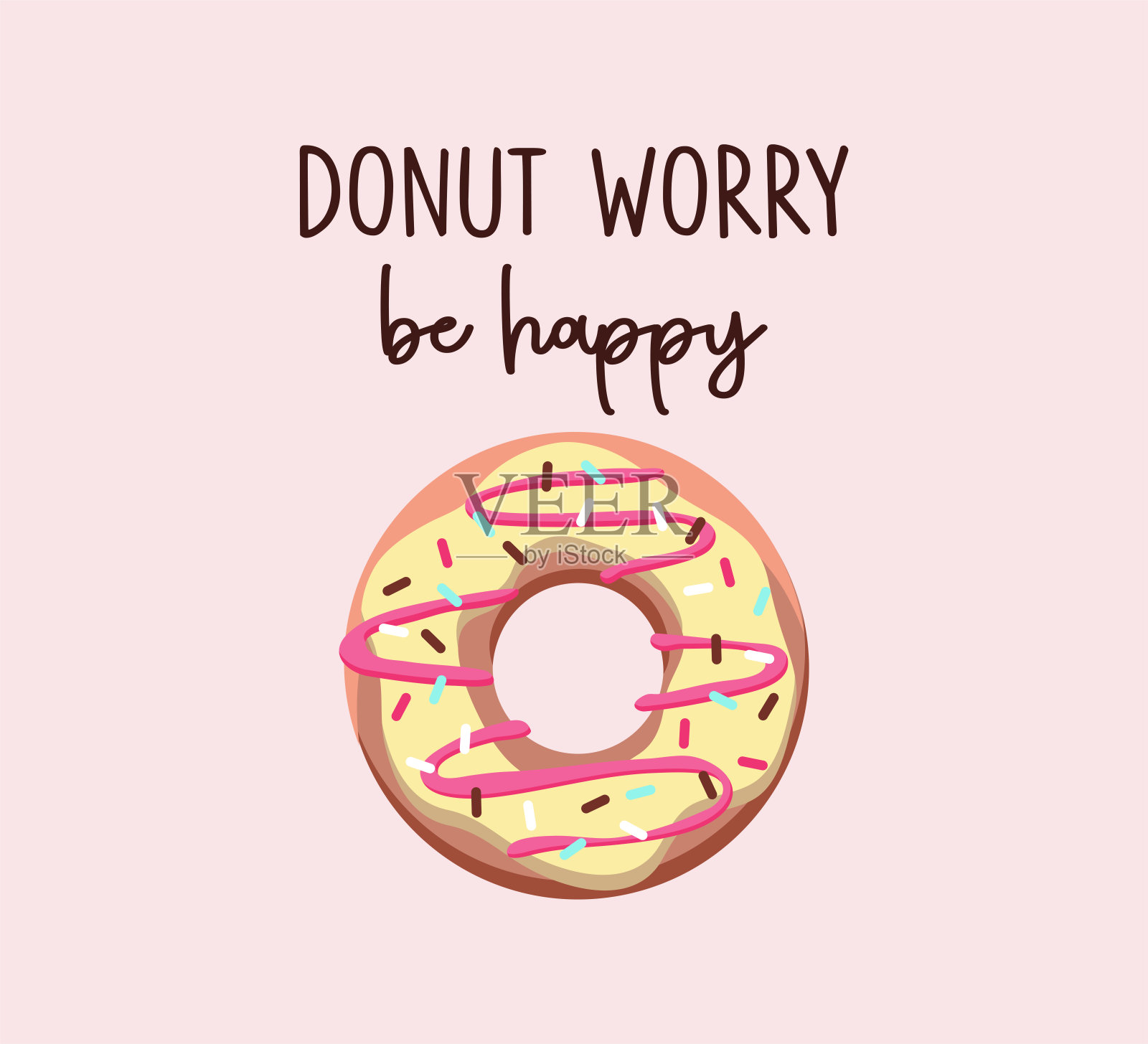 装饰标语与甜甜圈插图，矢量设计为时尚和海报印刷设计元素图片