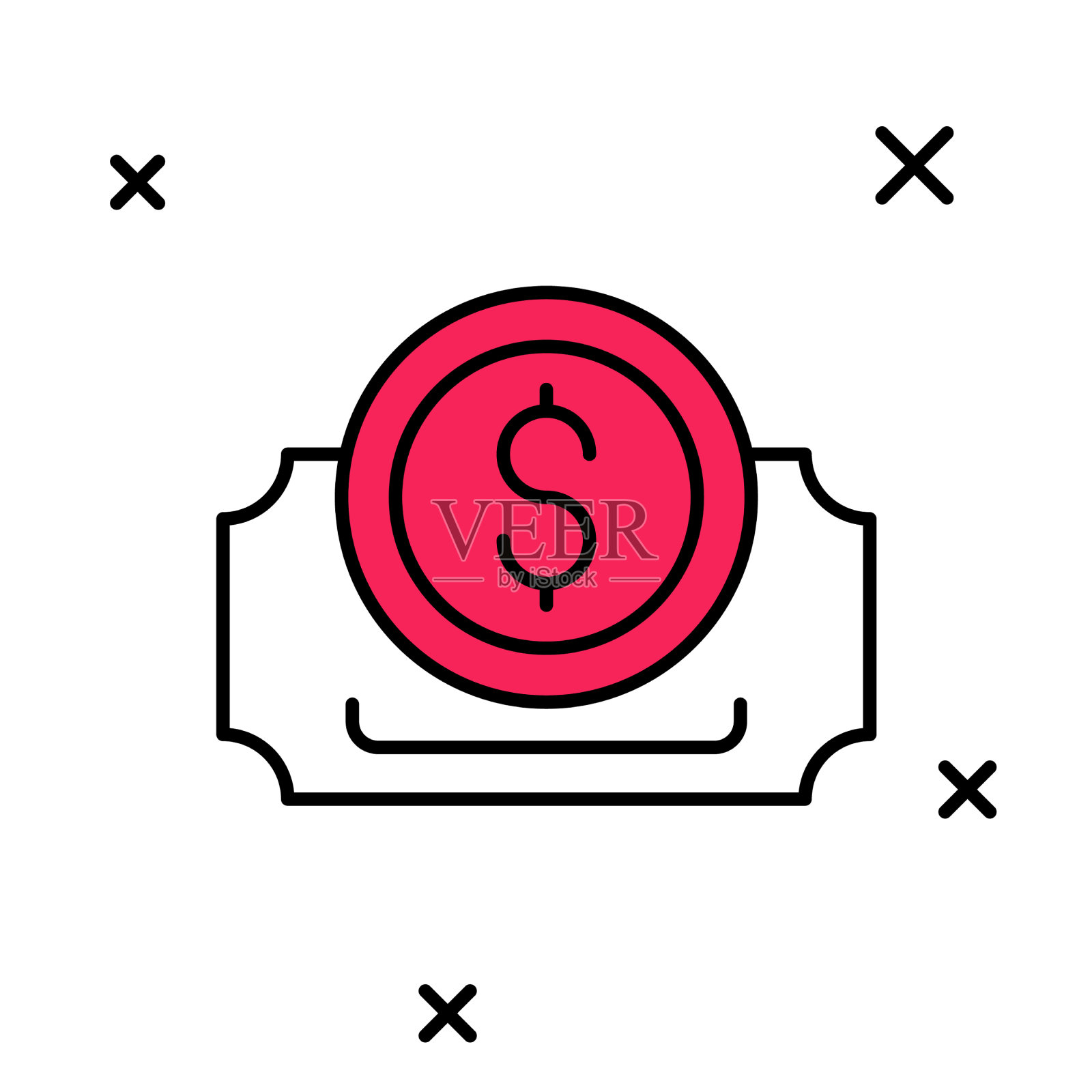 填轮廓电影票图标孤立上插画图片素材