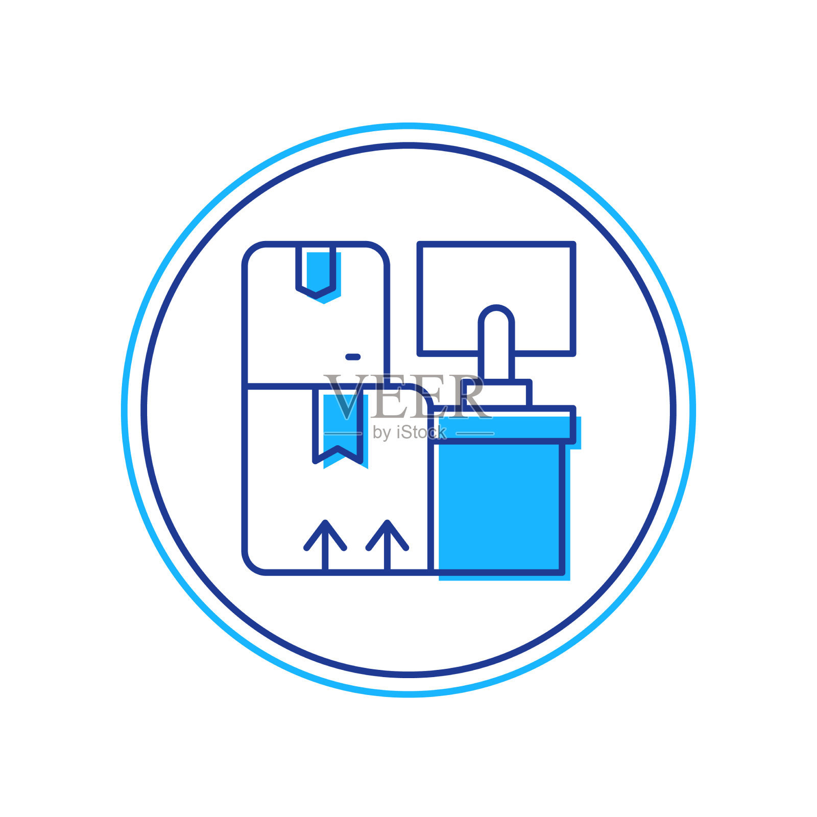 填充轮廓仓库内部与盒子图标素材