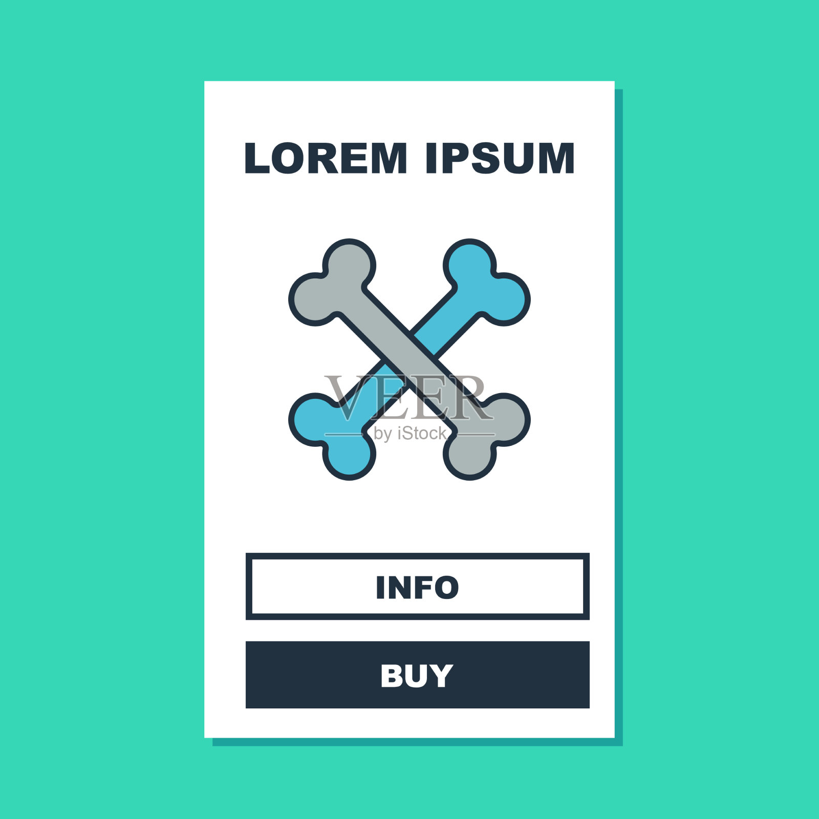 填充轮廓交叉骨骼图标孤立上插画图片素材