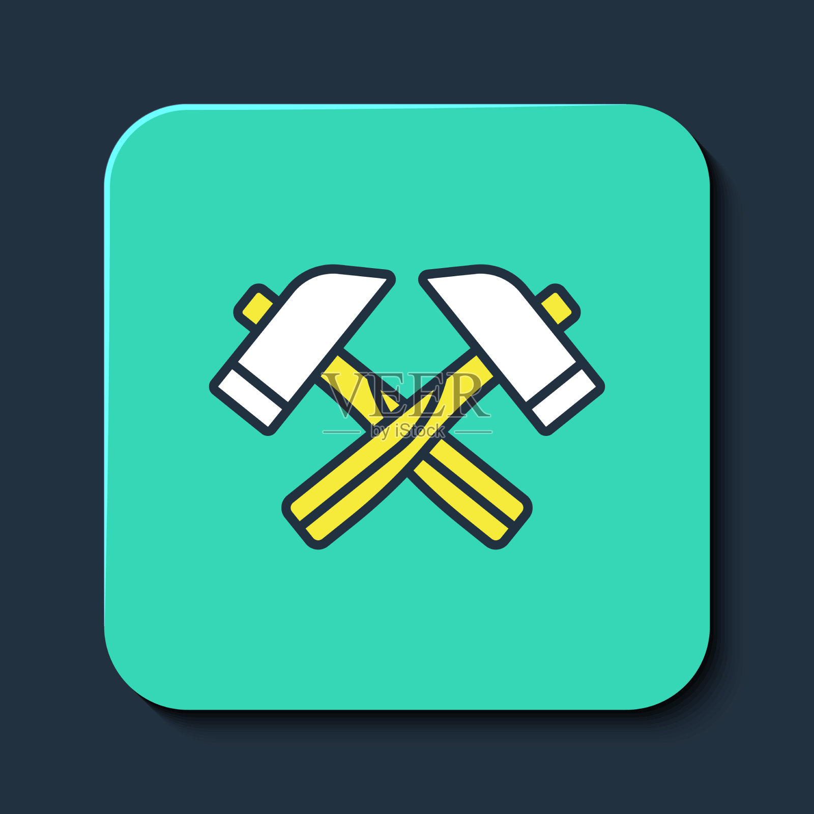 填充轮廓交叉锤图标孤立上图标素材