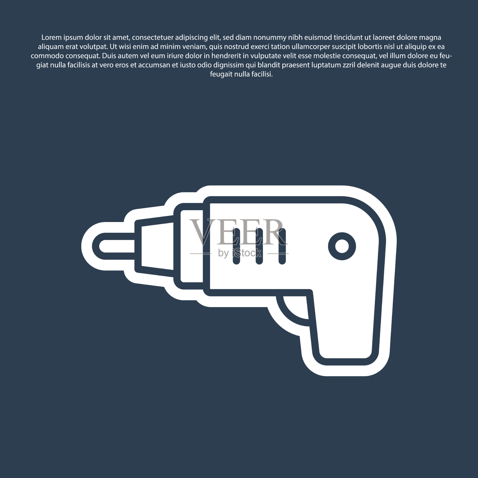 蓝色线电动无绳螺丝刀图标插画图片素材