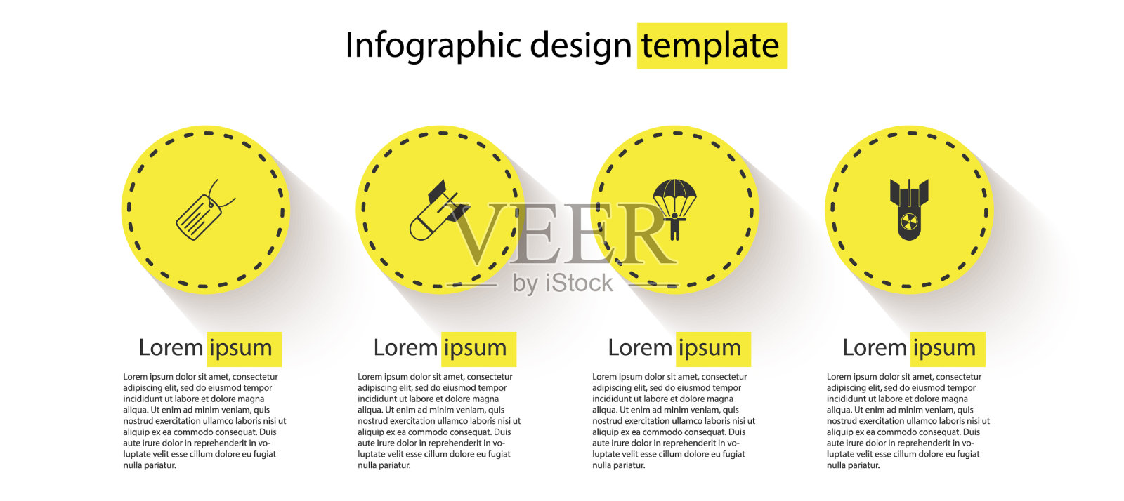 设置军用狗牌航空炸弹降落伞和插画图片素材