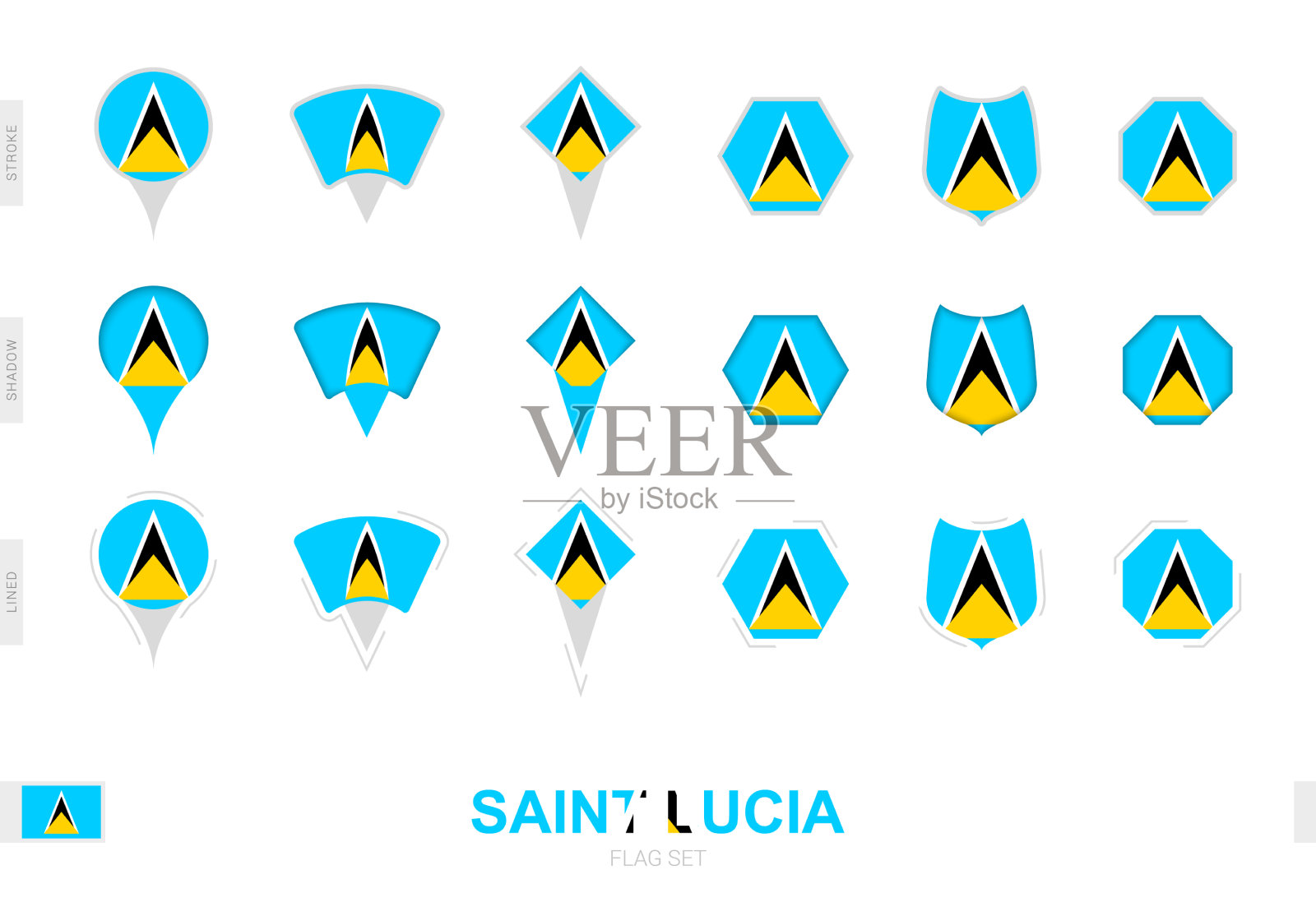 收集圣卢西亚不同的旗帜插画图片素材