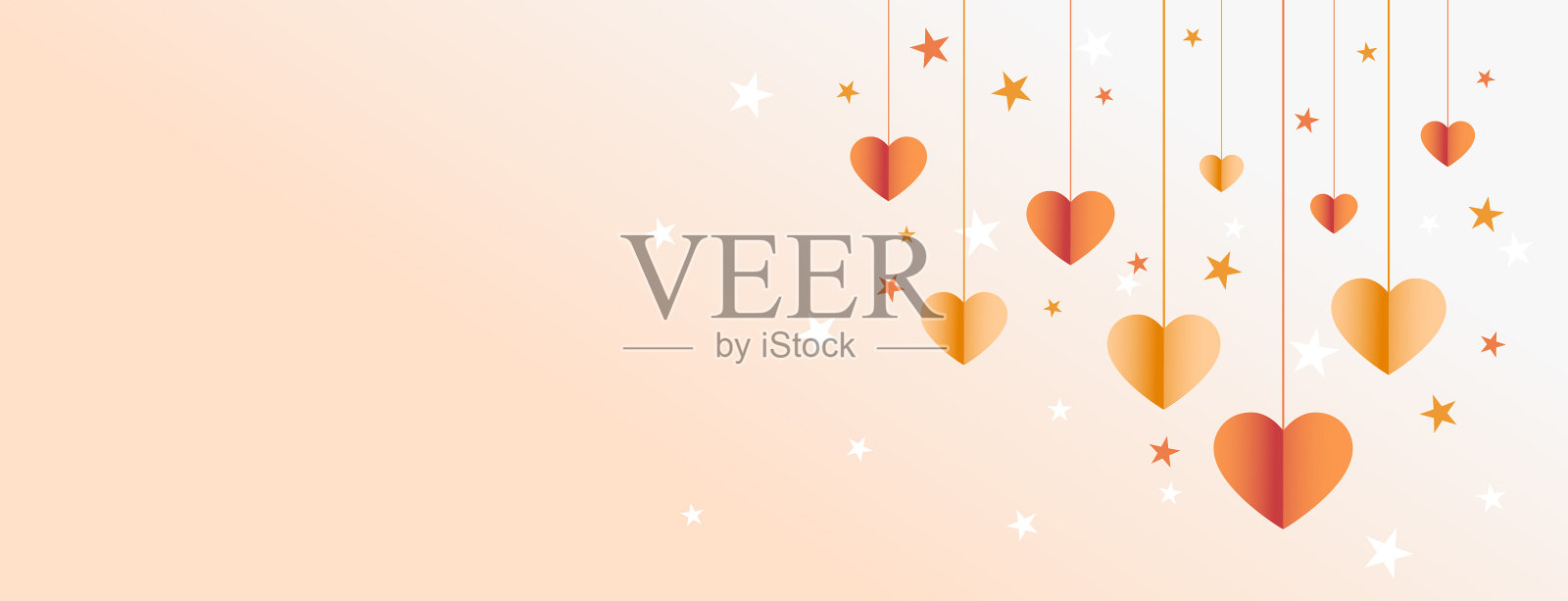 情人节宽幅横幅挂满一颗心插画图片素材