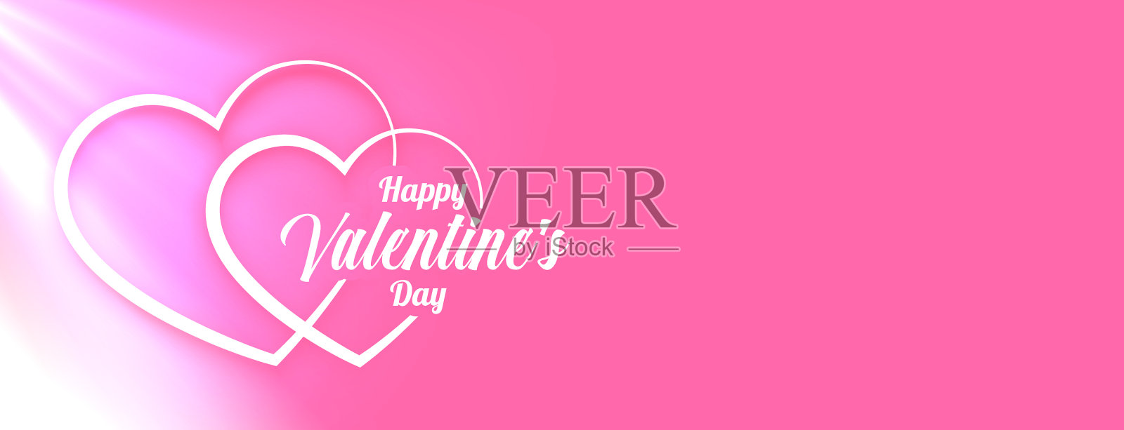粉红色的情人节横幅与发光的光插画图片素材