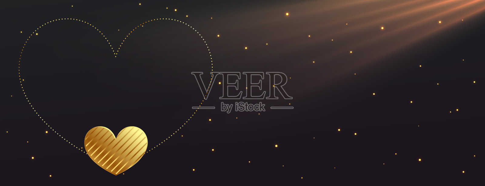 珍贵的情人节金心框架与插画图片素材