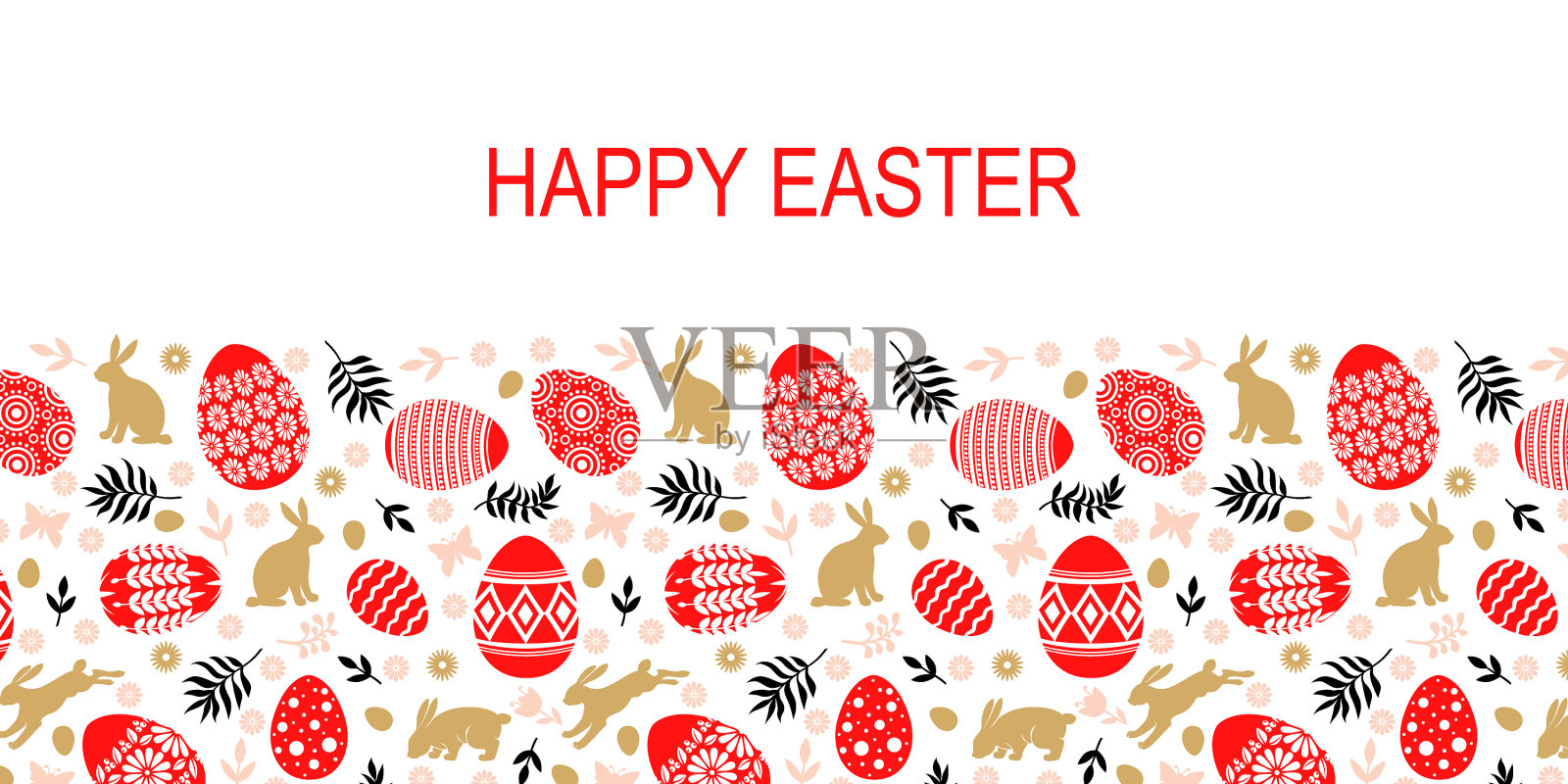 复活节贺卡与鸡蛋和装饰插画图片素材