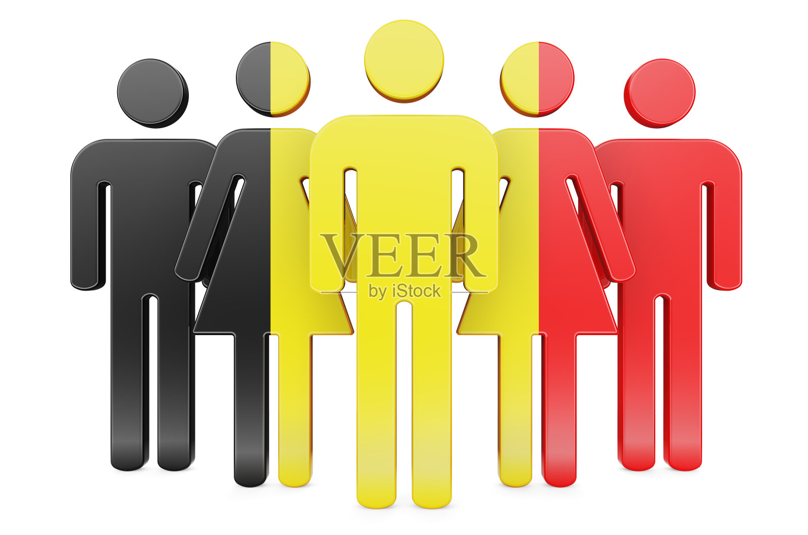 带有比利时国旗的简笔画。社交社区和比利时公民，3D渲染照片摄影图片