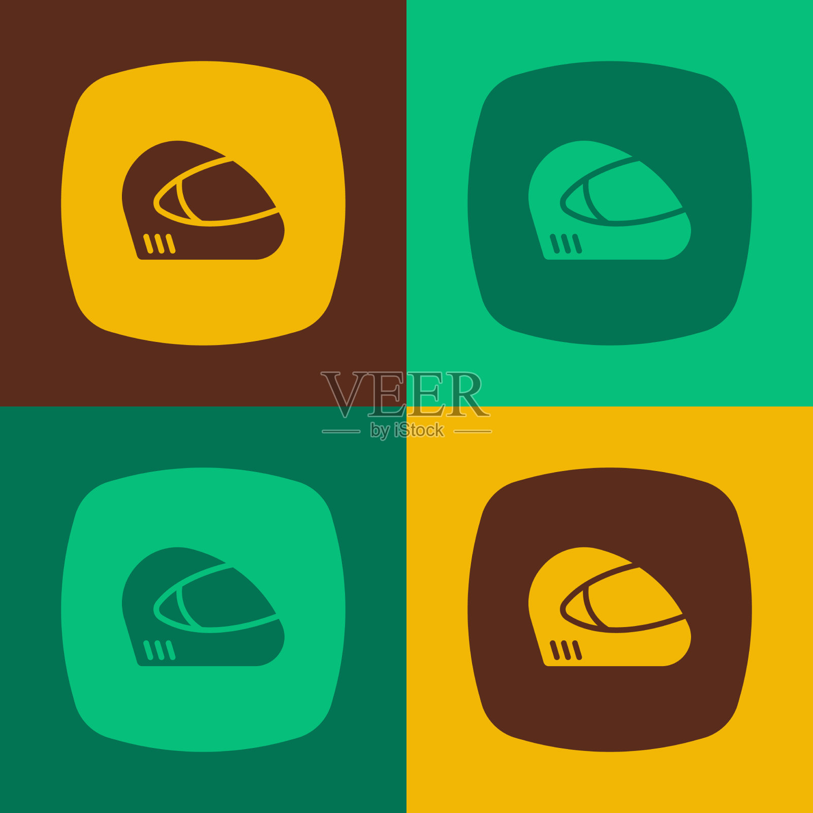 流行艺术赛车头盔图标孤立的颜色图标素材