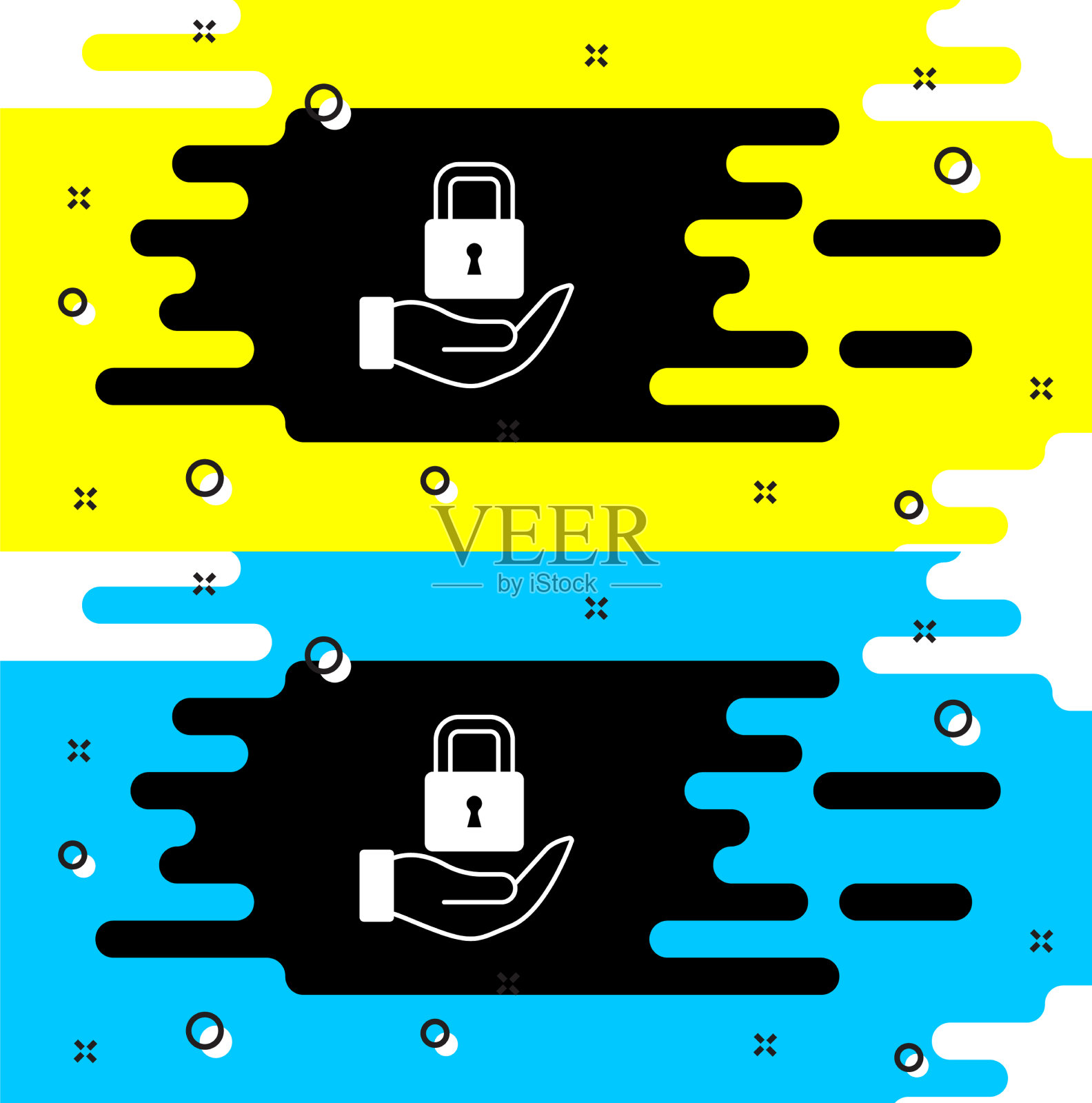 白色锁图标孤立在黑色背景插画图片素材