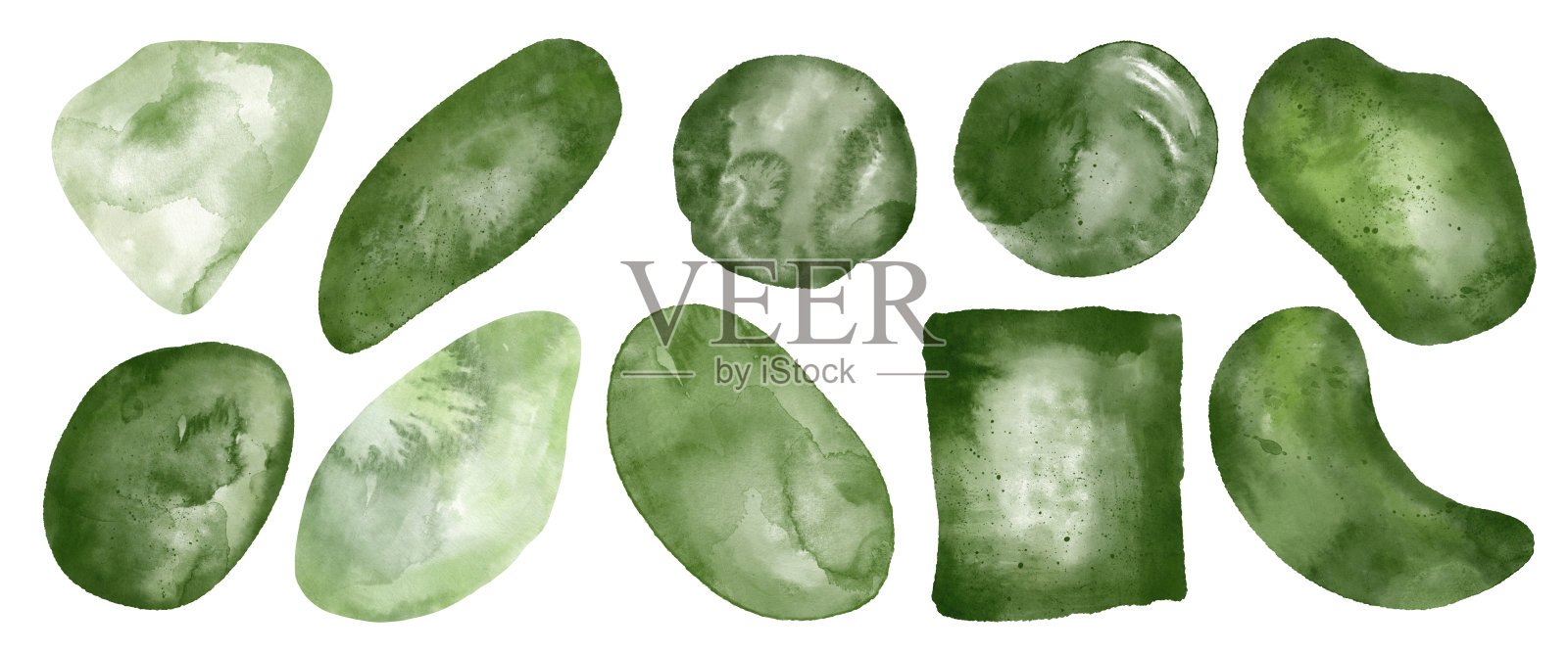 水彩绿色抽象形状插画图片素材