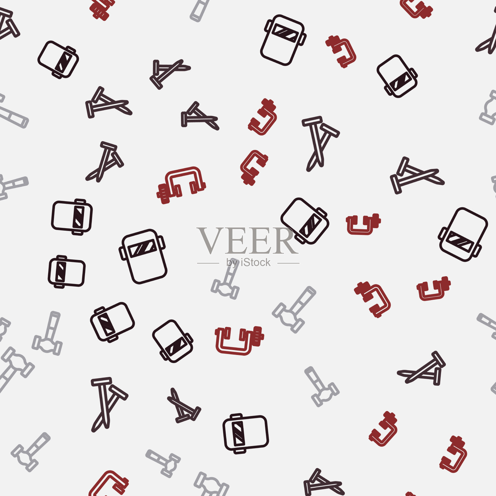 设置线焊面罩金属钉和铁锤图标素材