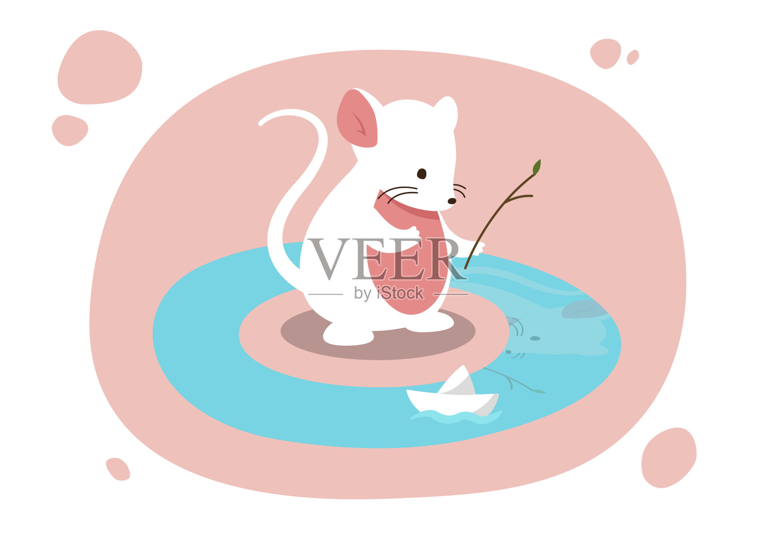 鼠标发射船插画图片素材