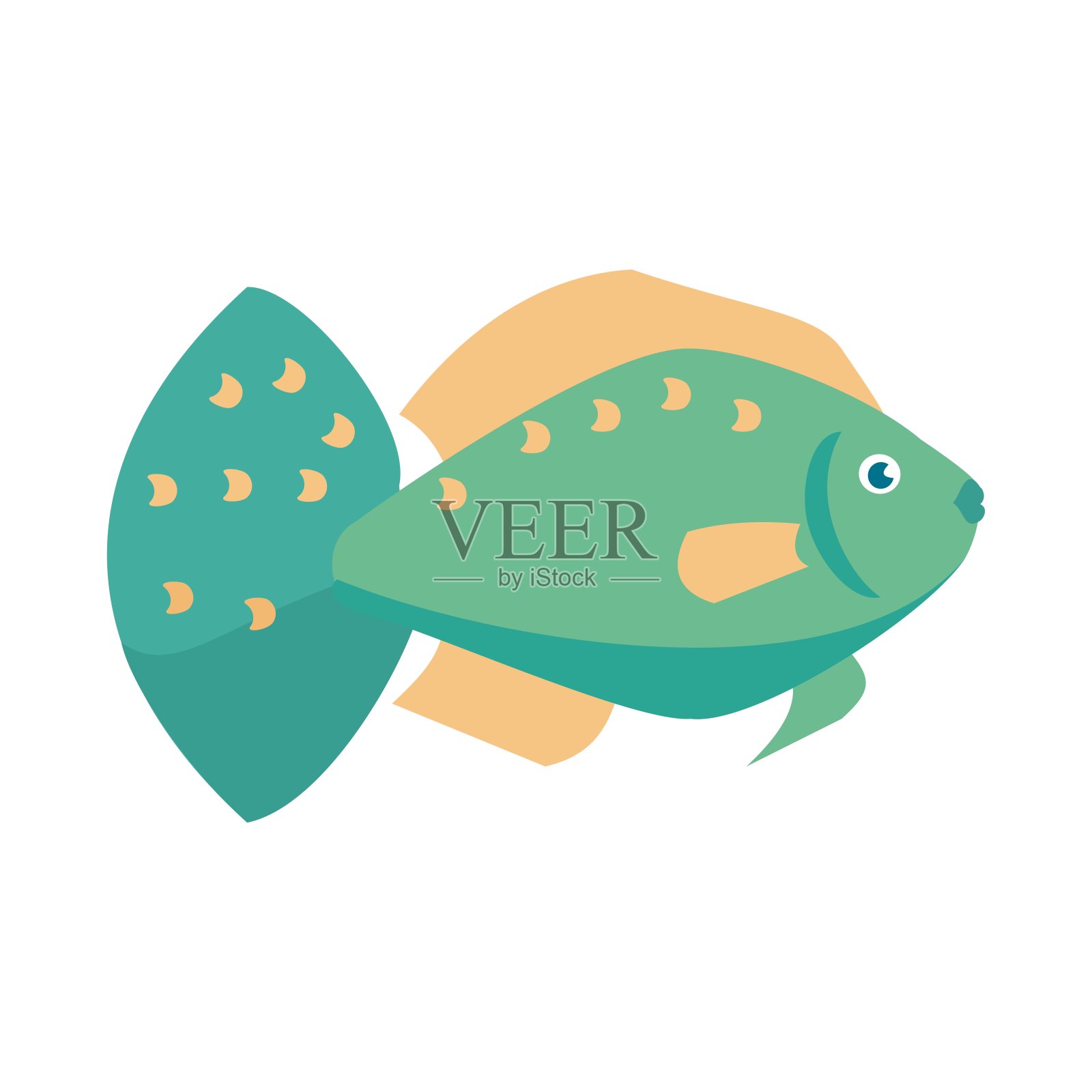 孤立于白底的水族慈鲷。卡通矢量图插画图片素材