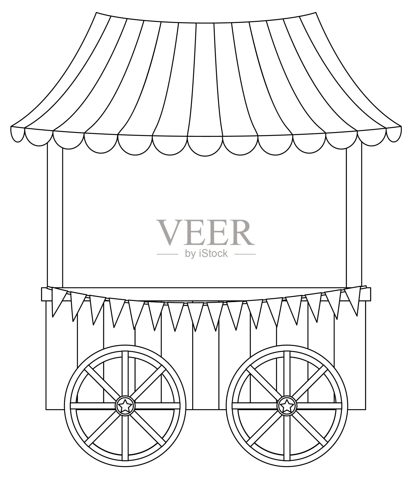 推车店黑白涂鸦人物插画图片素材