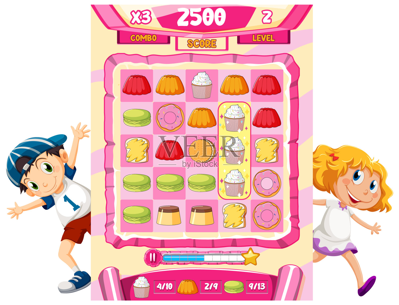 一个带有元素的游戏背景模板插画图片素材