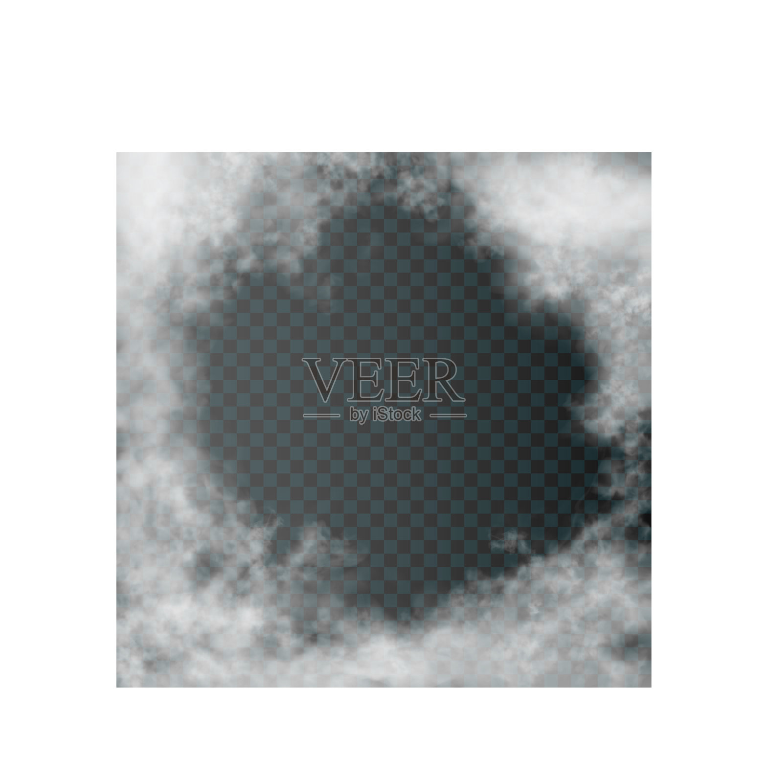 白色的、逼真的云彩围绕着方形的框架插画图片素材