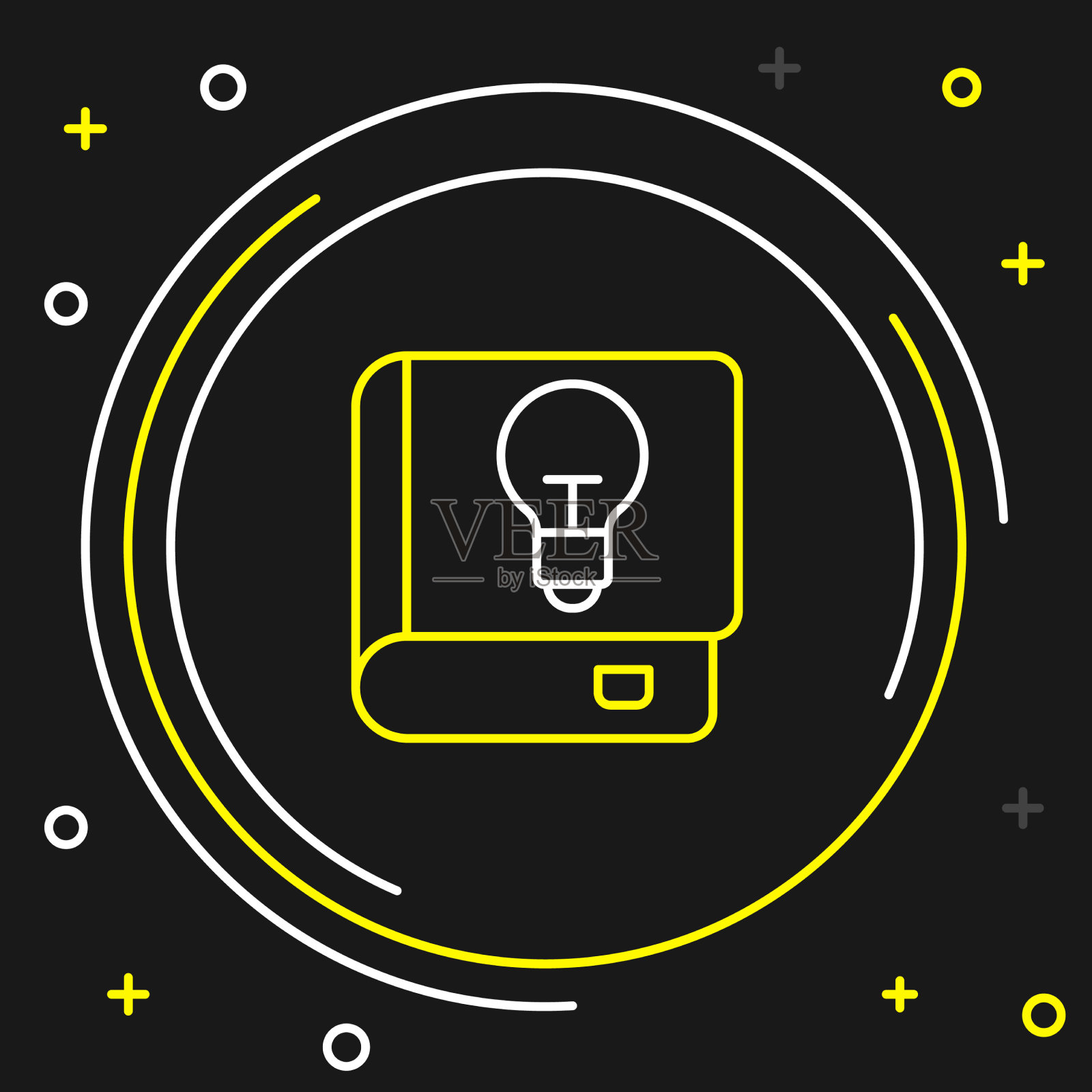 线用户手册图标隔离在黑色背景插画图片素材