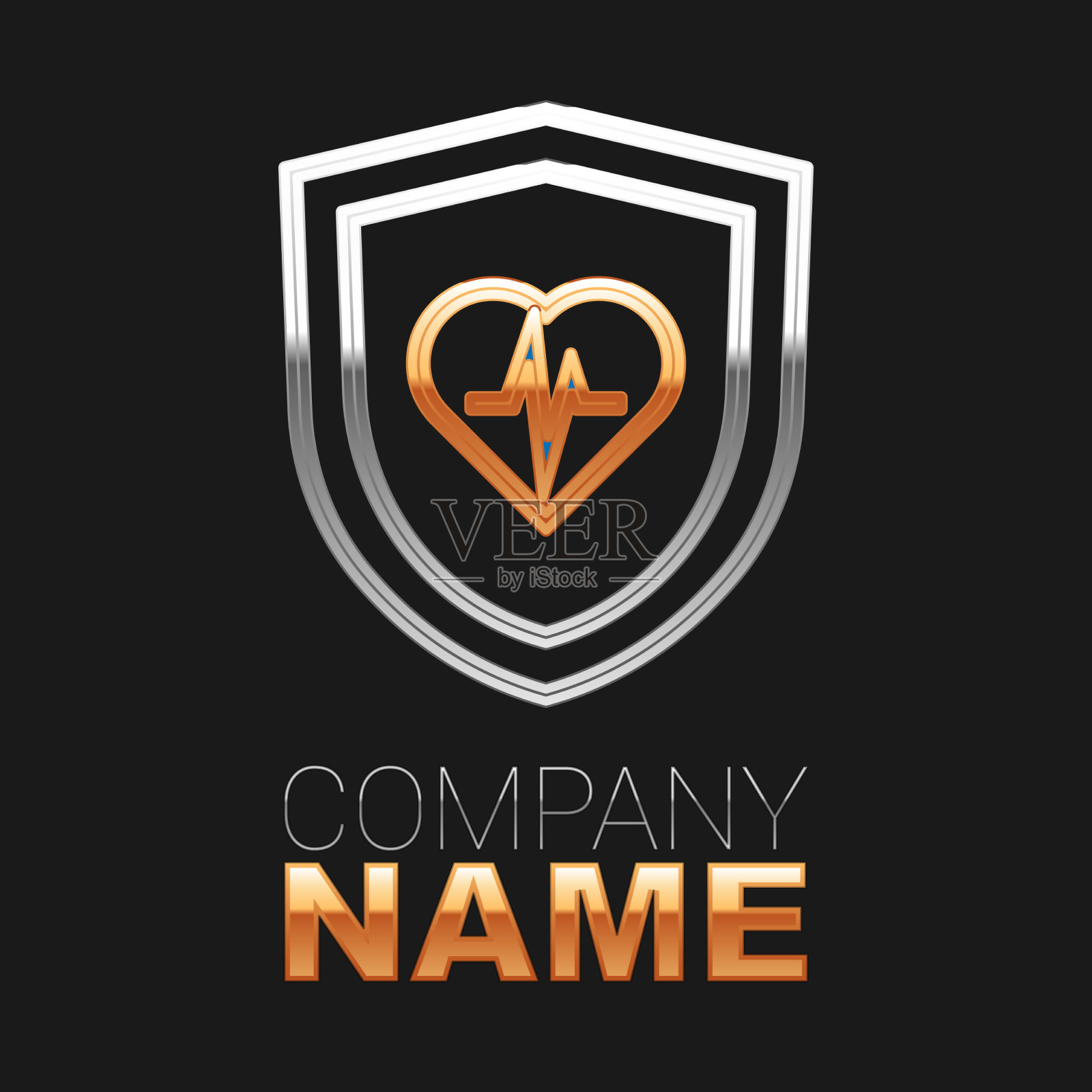 线路人寿保险与盾图标隔离上插画图片素材